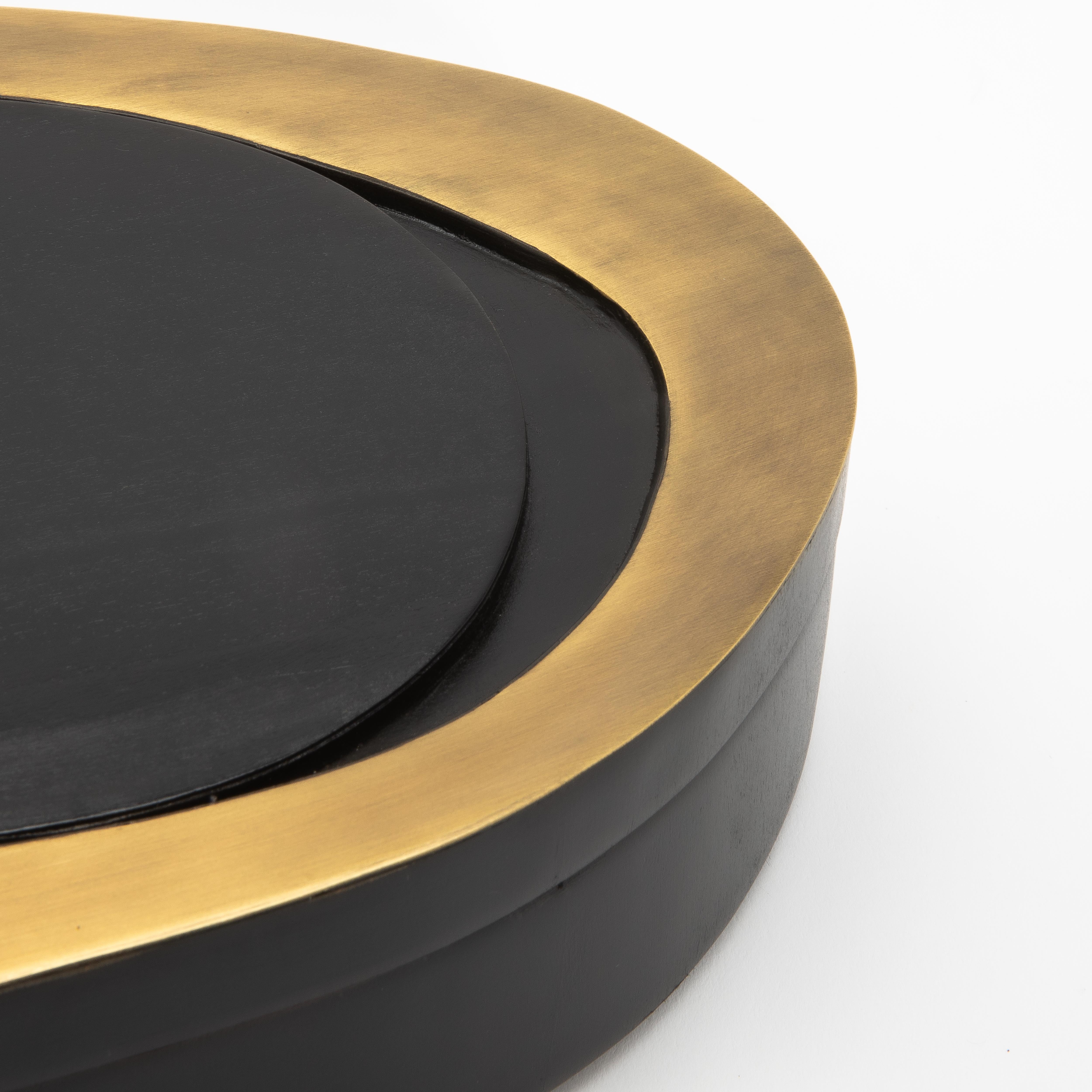 Set di 2 scatole in Oak nero con ottone patinato bronzo di & Y Augousti in vendita 5