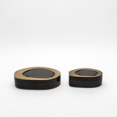 Set of 2 Boxes in Black Shell with Bronze Patina Brass by R&Y Augousti