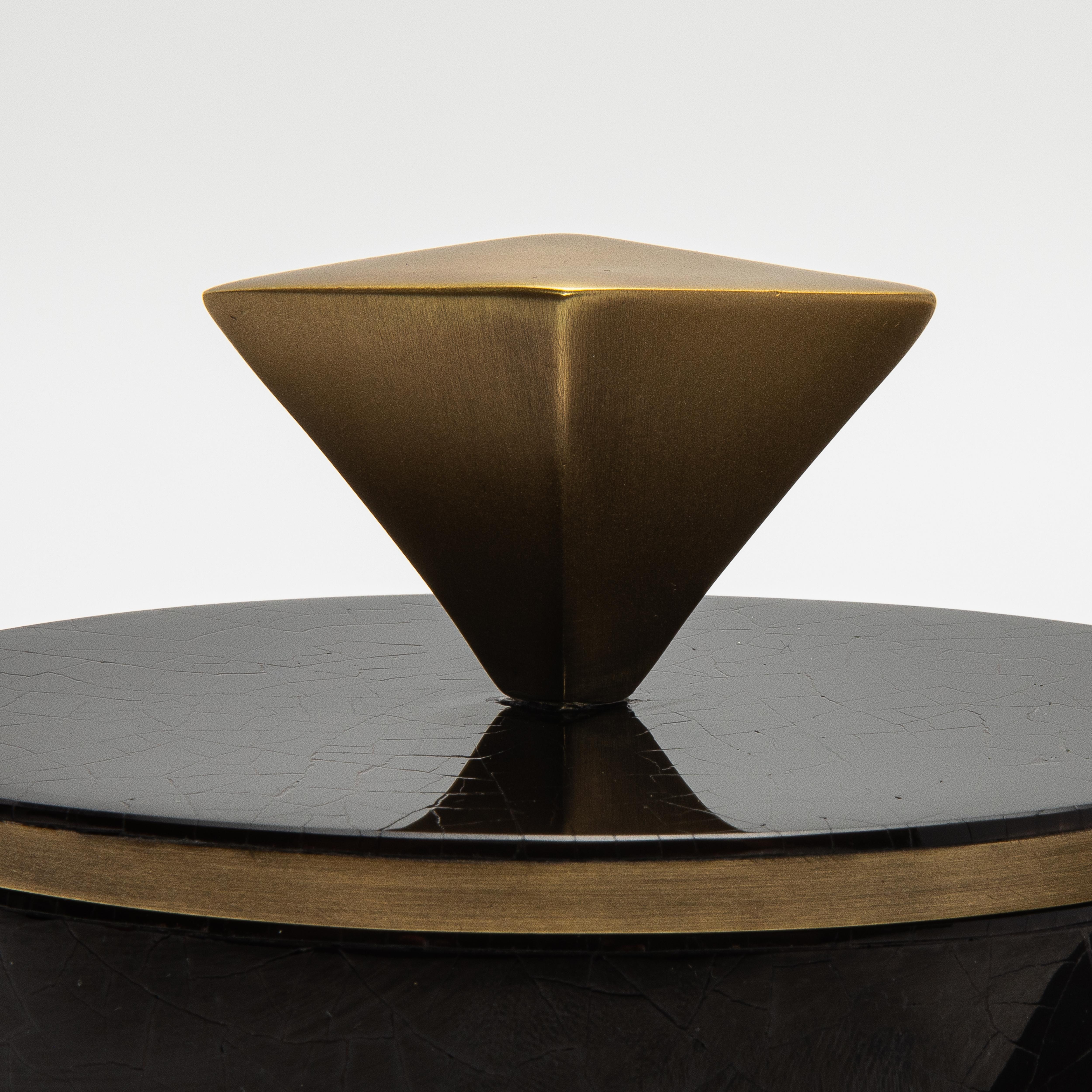 Set of 2 Boxes in Black Shell with Bronze Patina Brass Details by Kifu Paris For Sale 2