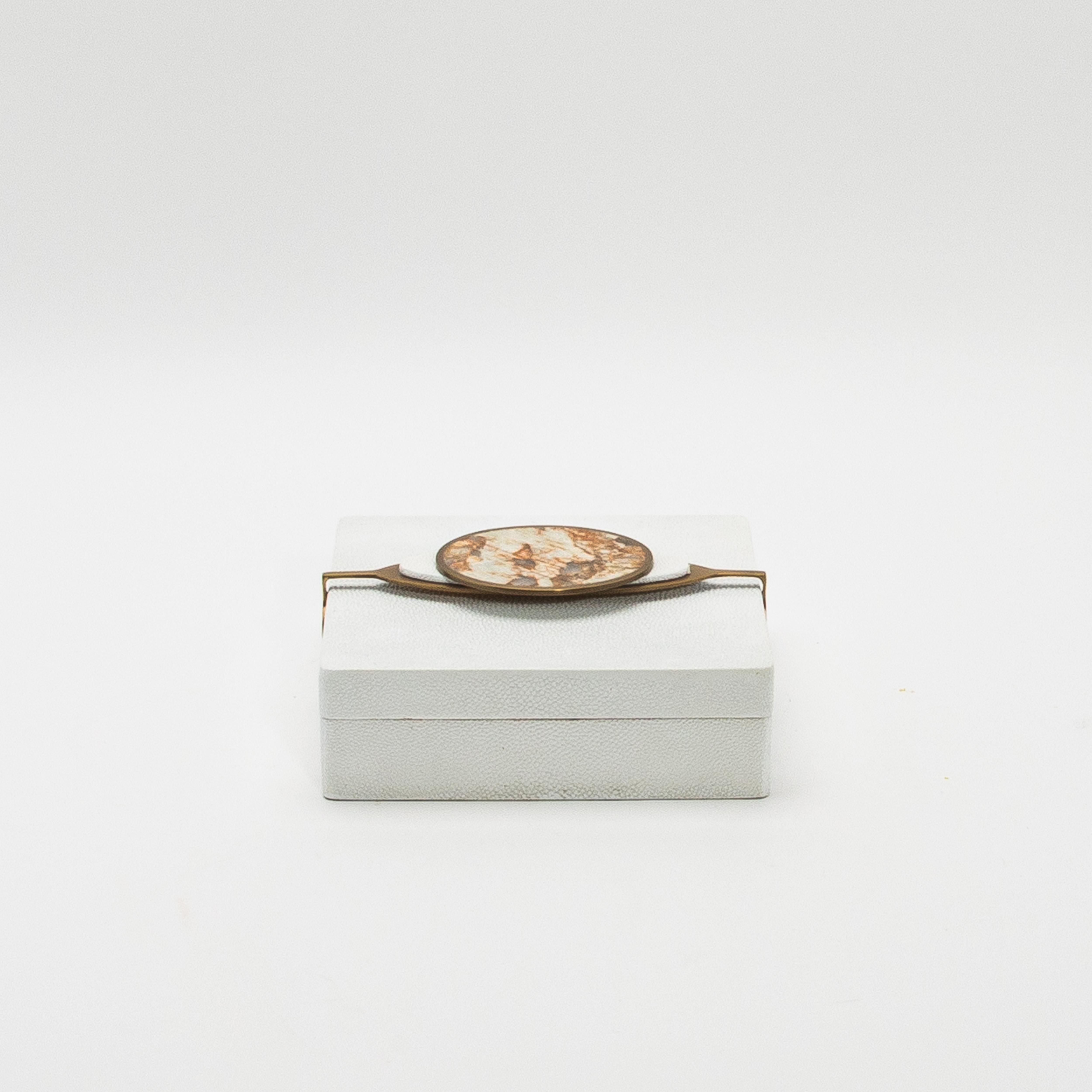 Philippine Set of 2 Boxes in Shagreen with Semi-Precious Stone and Brass by Kifu Paris For Sale