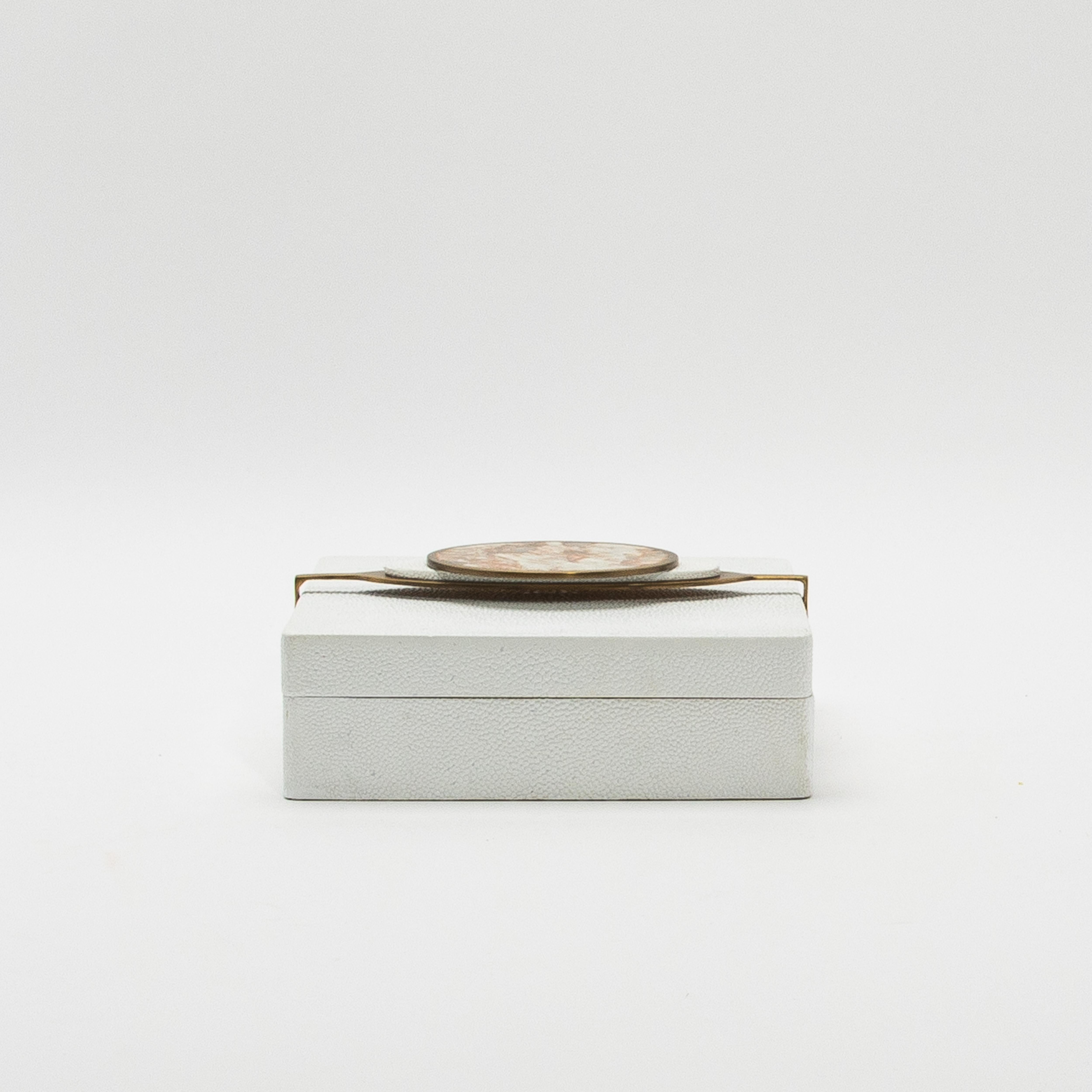 Contemporary Set of 2 Boxes in Shagreen with Semi-Precious Stone and Brass by Kifu Paris For Sale
