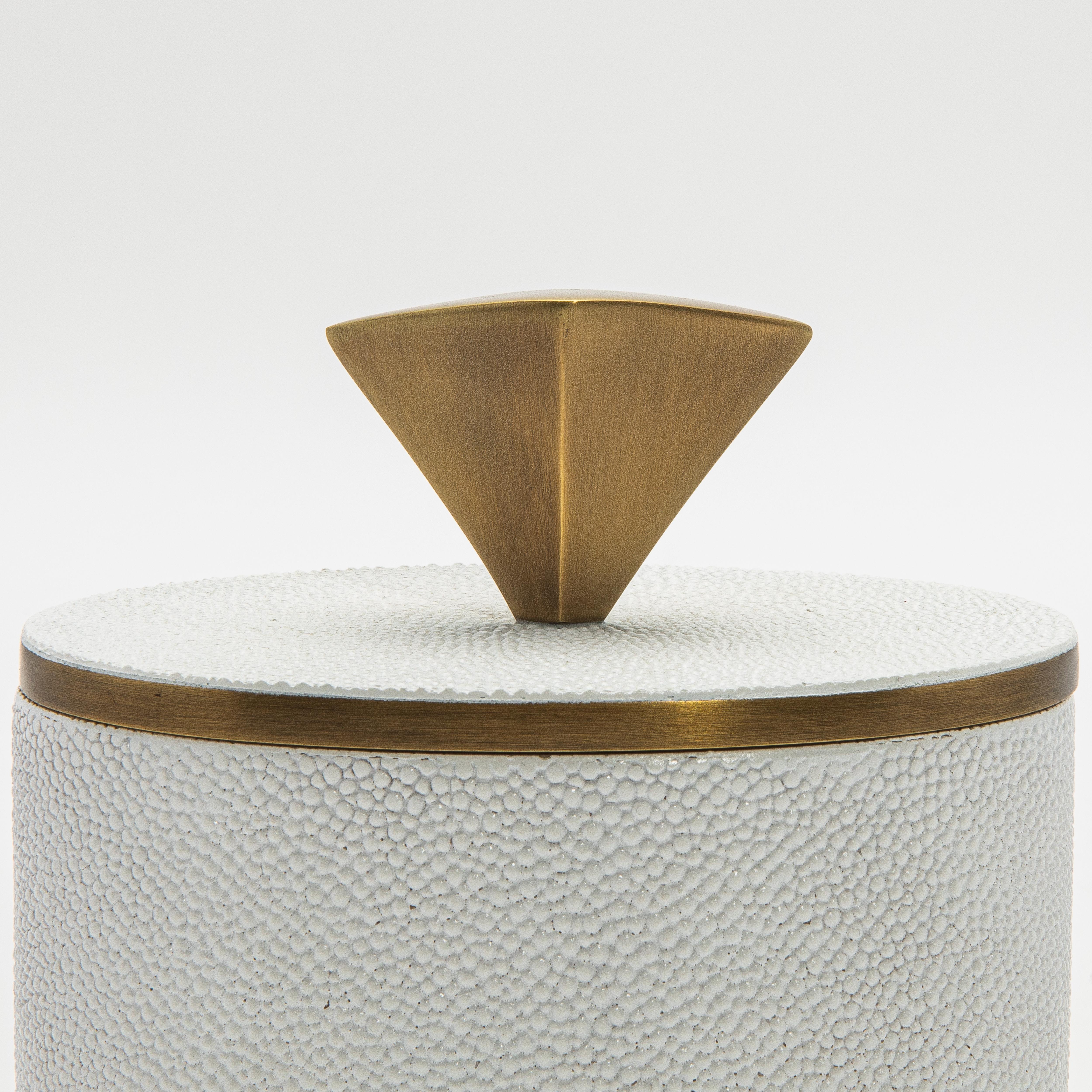 Juego de 2 cajas de piel de zapa blanca con detalles de latón patinado bronce by Kifu Paris en venta 2