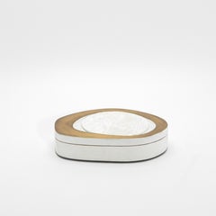 Set of 2 Boxes in White Shagreen with Mother of Pearl and Bronze Patina Brass by