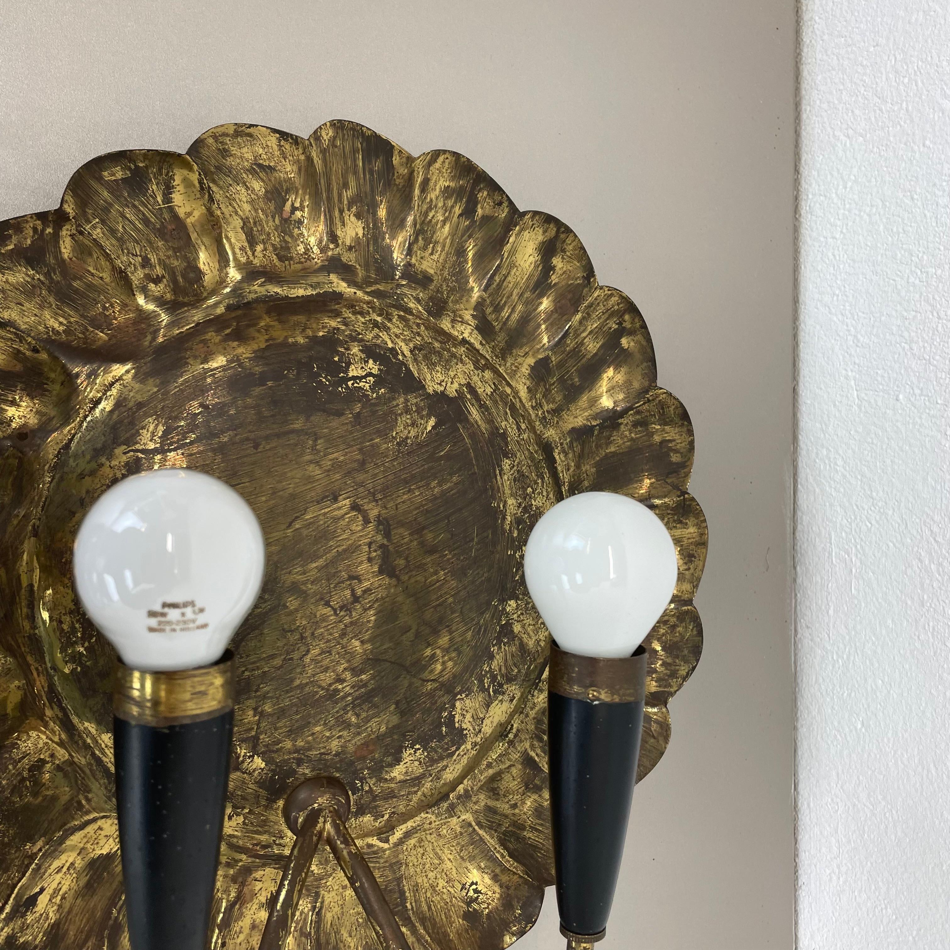Ensemble de 2 appliques murales de théâtre en laiton de 31 cm, style Gio Ponti, Italie, années 1950 en vente 4