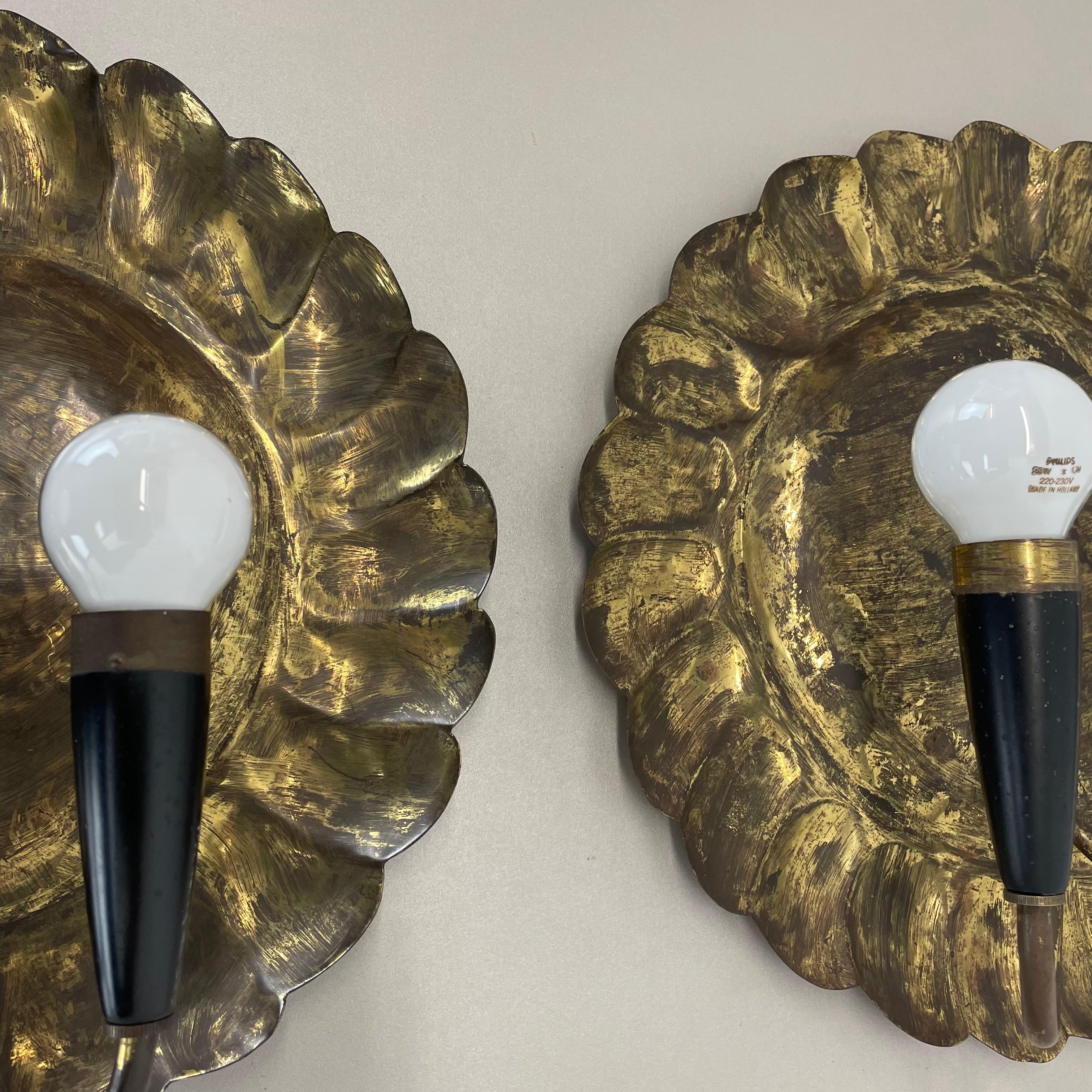 Ensemble de 2 appliques murales de théâtre en laiton de 31 cm, style Gio Ponti, Italie, années 1950 en vente 6