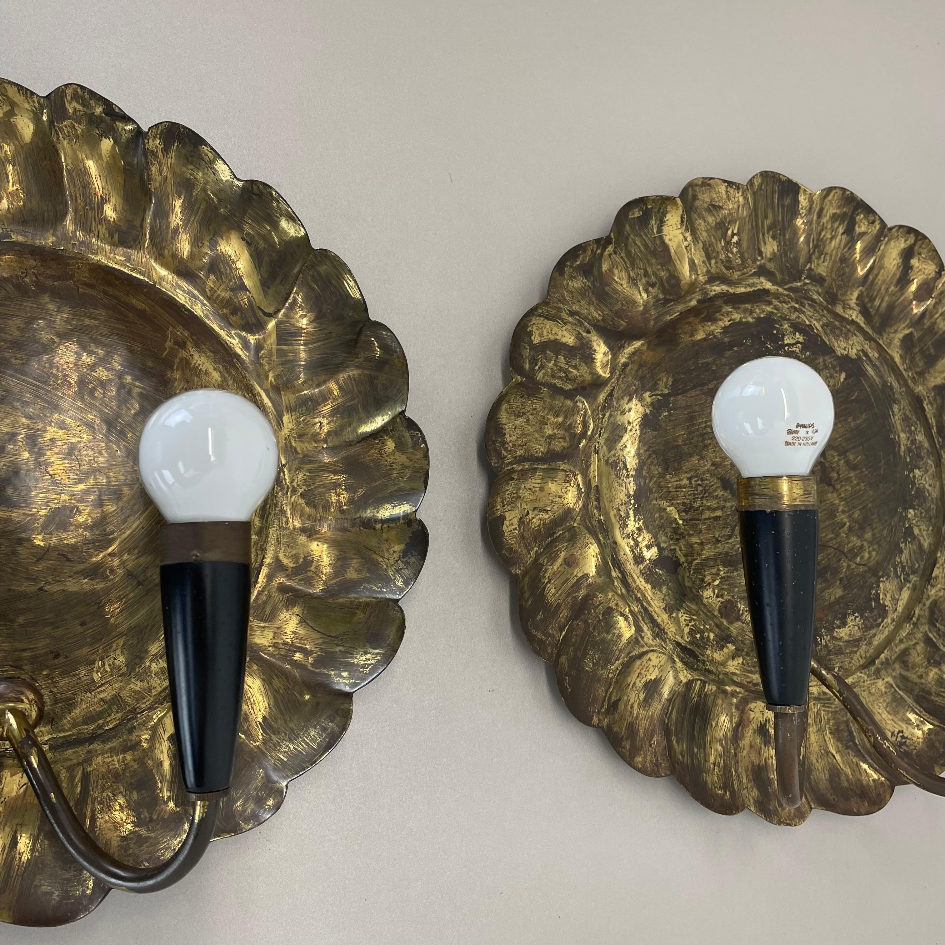 Ensemble de 2 appliques murales de théâtre en laiton de 31 cm, style Gio Ponti, Italie, années 1950 en vente 7