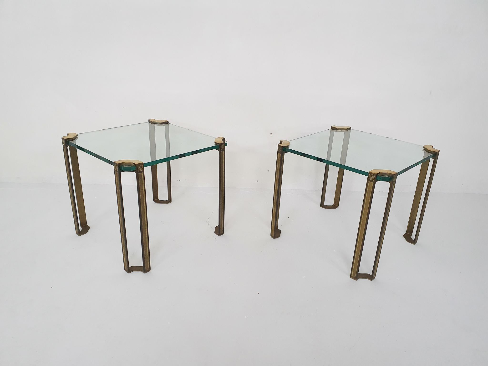 Late 20th Century Set of 2 Brass and Glass Peter Ghyczy Side Tables, 1970's