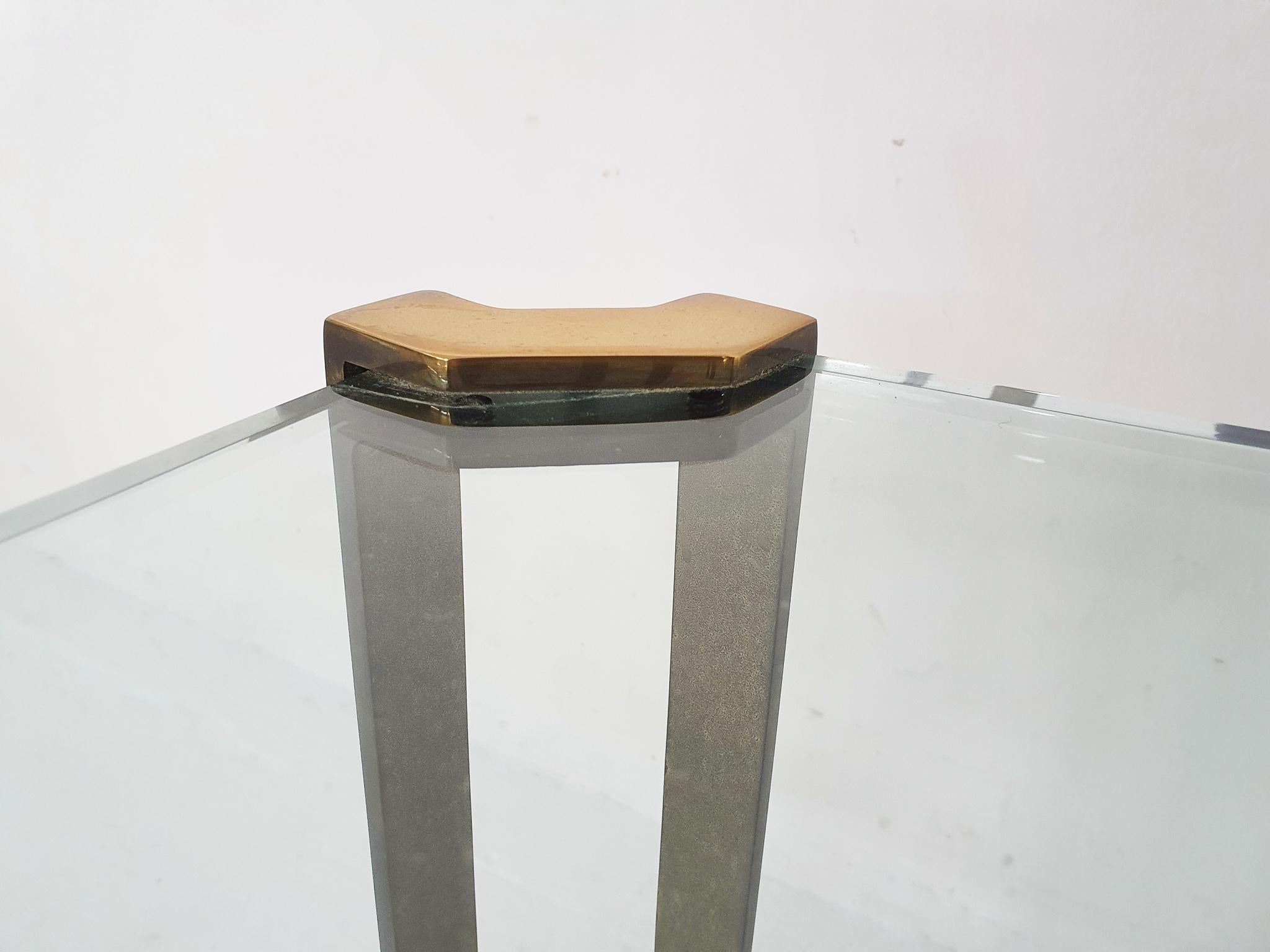 Set of 2 Brass and Glass Peter Ghyczy Side Tables, 1970's 2