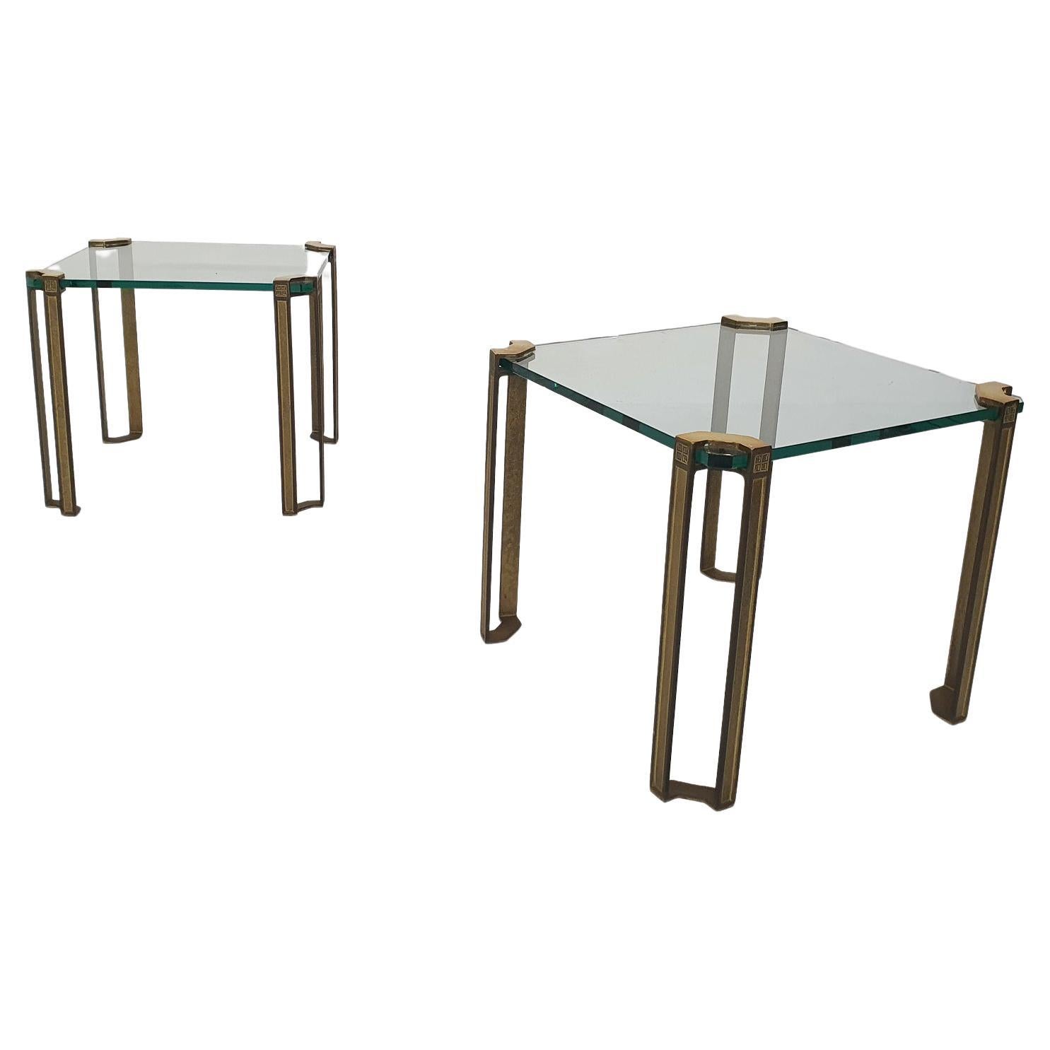 Set of 2 Brass and Glass Peter Ghyczy Side Tables, 1970's