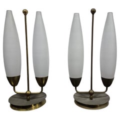 Set of 2 brass and glass table lamps, Netherlands 1960s