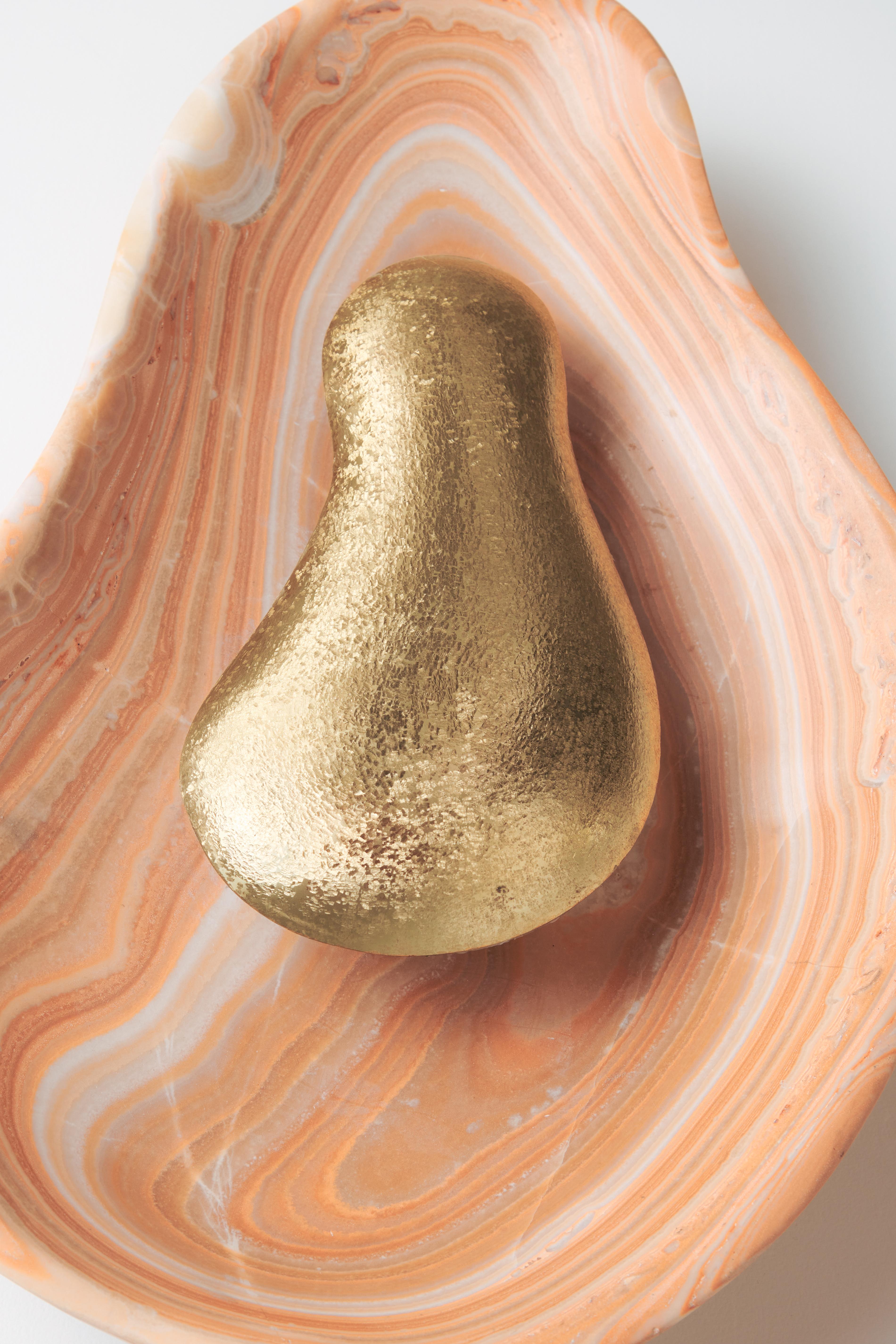 Postmoderno Set di 2 applique in ottone e onice arancione Oyster di Matlight Milano in vendita