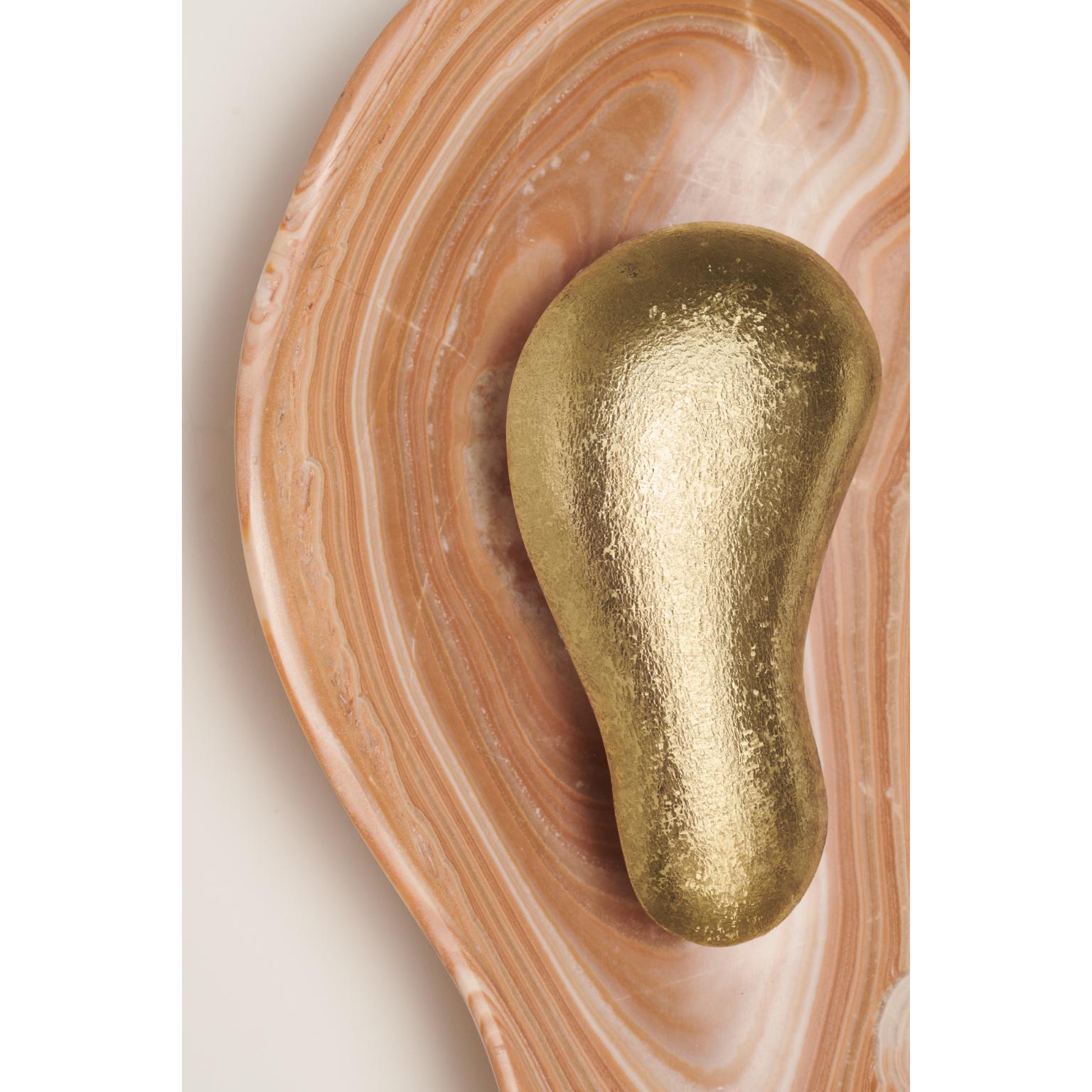 Italiano Set di 2 applique in ottone e onice arancione Oyster di Matlight Milano in vendita