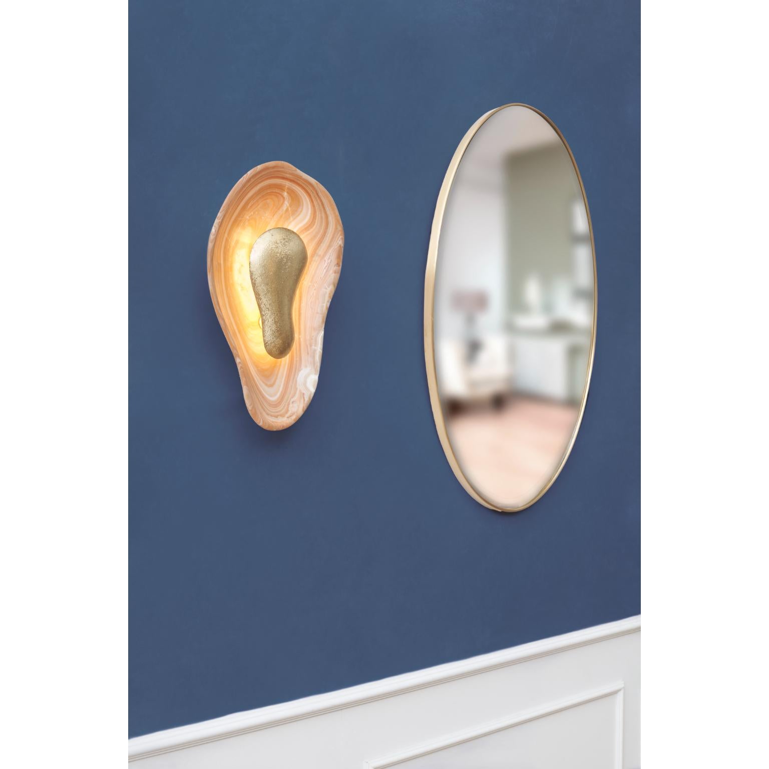 Ottone Set di 2 applique in ottone e onice arancione Oyster di Matlight Milano in vendita