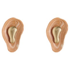 Set di 2 applique in ottone e onice arancione Oyster di Matlight Milano