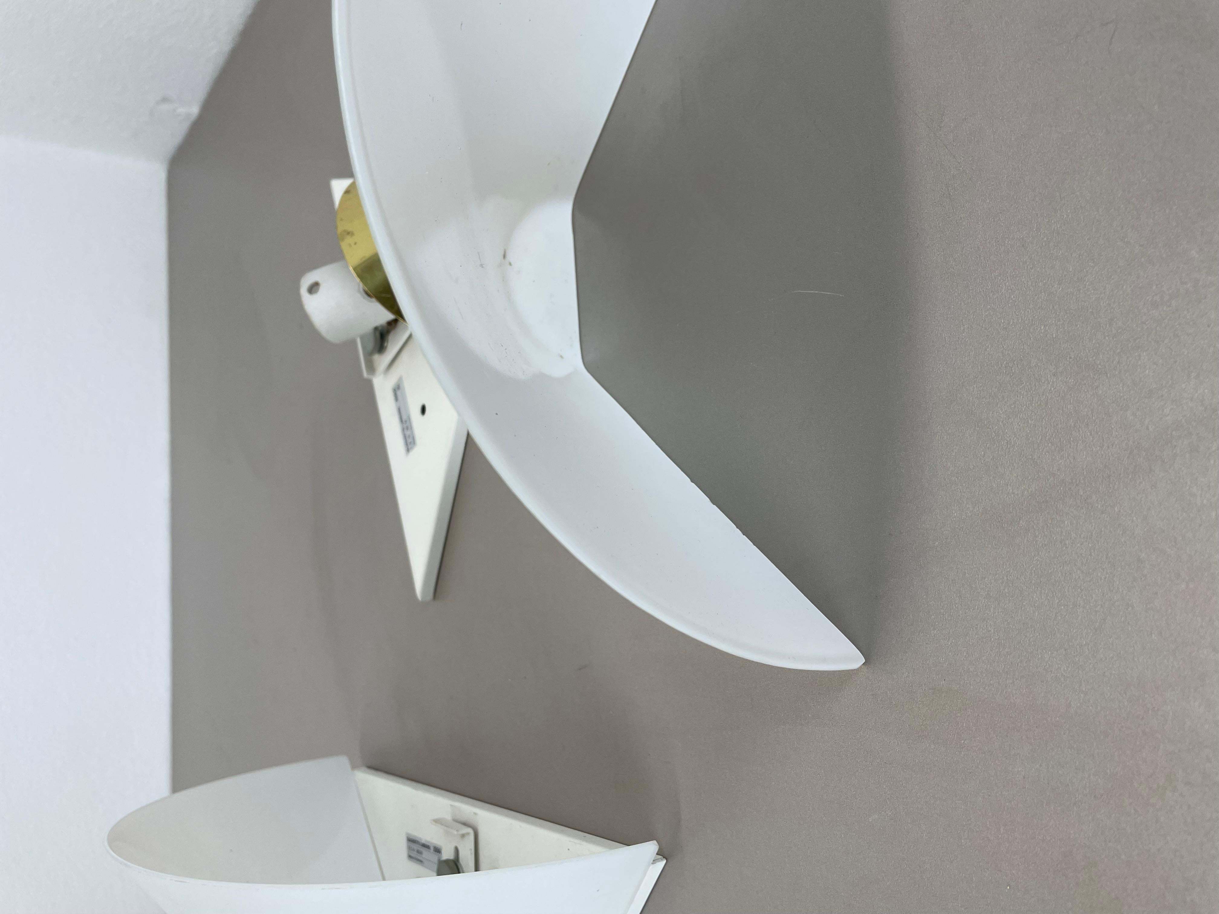 Set of 2 Brass and satin glass Wall Lights by Glashütte Limburg, Germany, 1980s For Sale 10