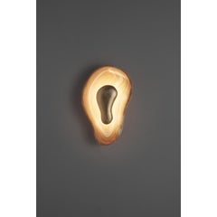 Set Of 2 Brass and Yellow Onyx Oyster Wall Sconces by MATLIGHT Milano