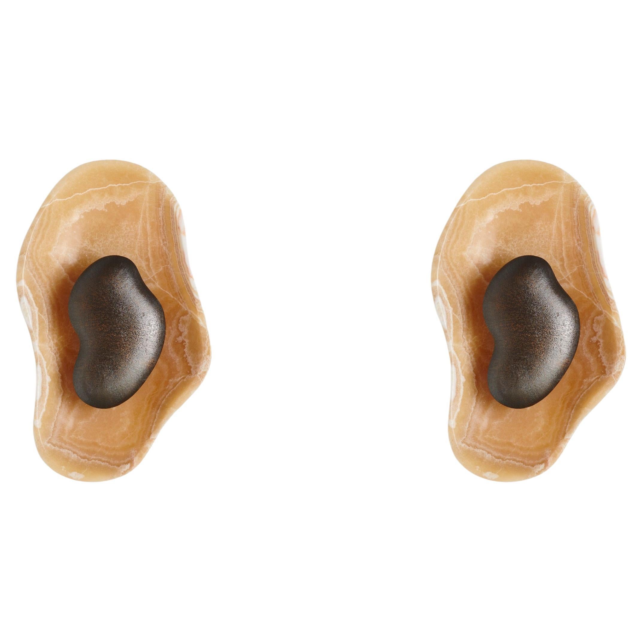 Set di 2 applique Oyster in ottone e onice giallo di Matlight Milano