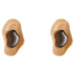 Set Of 2 Brass and Yellow Onyx Oyster Wall Sconces by MATLIGHT Milano