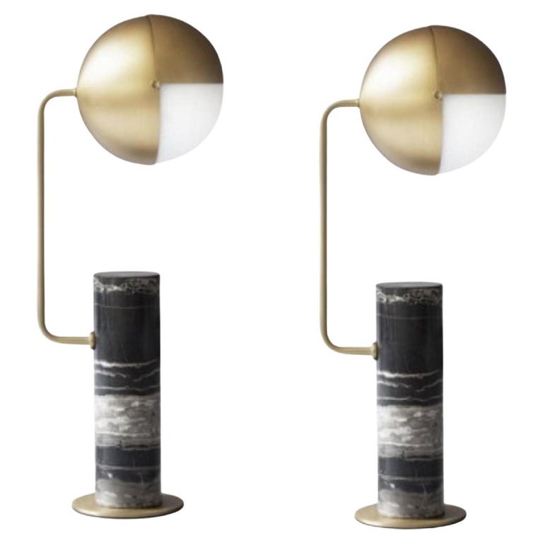 Set of 2 Brass Another Table Lamps by Square in Circle For Sale at 1stDibs