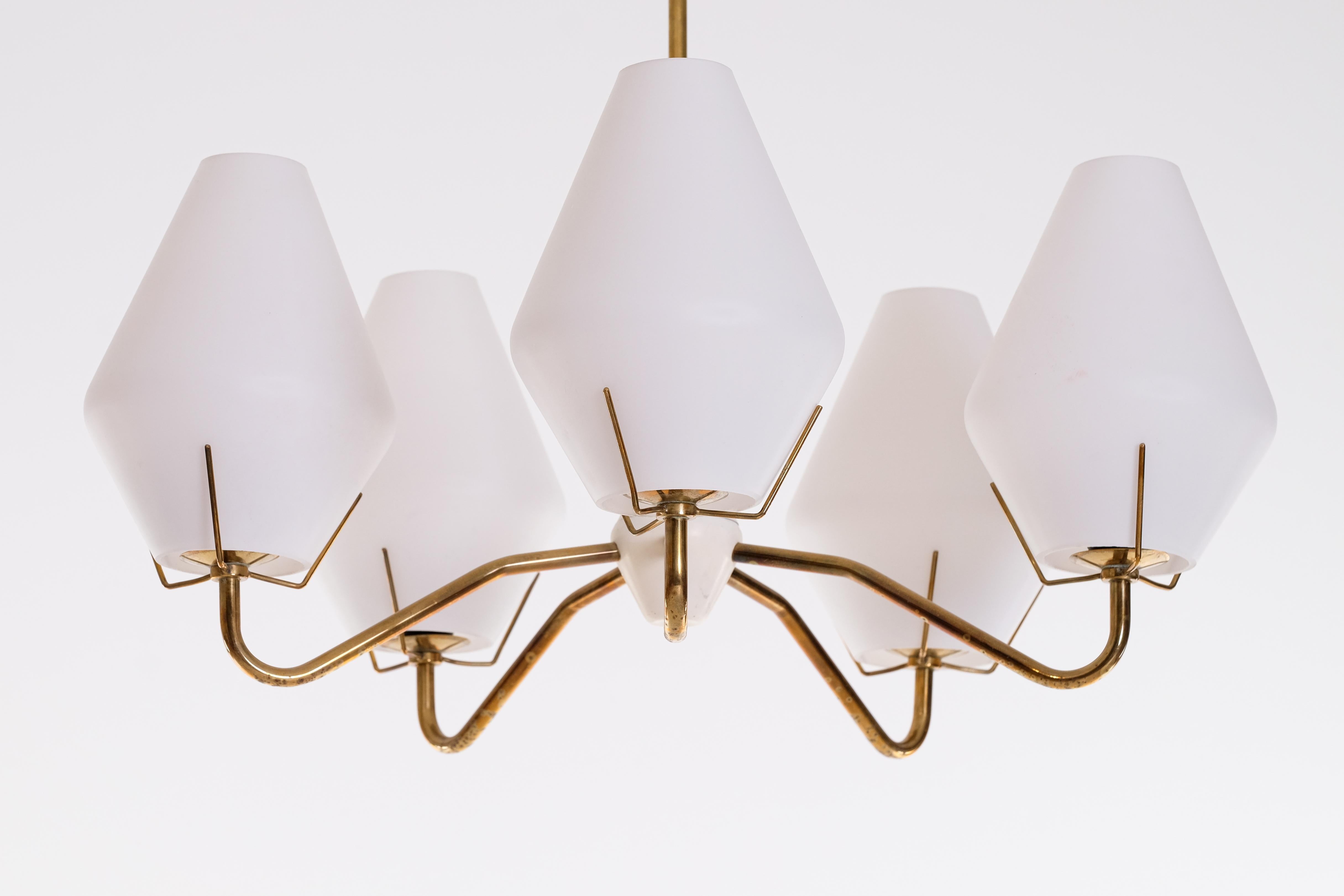 Set of 2 Brass Chandeliers by ASEA, Sweden, 1950s For Sale 5