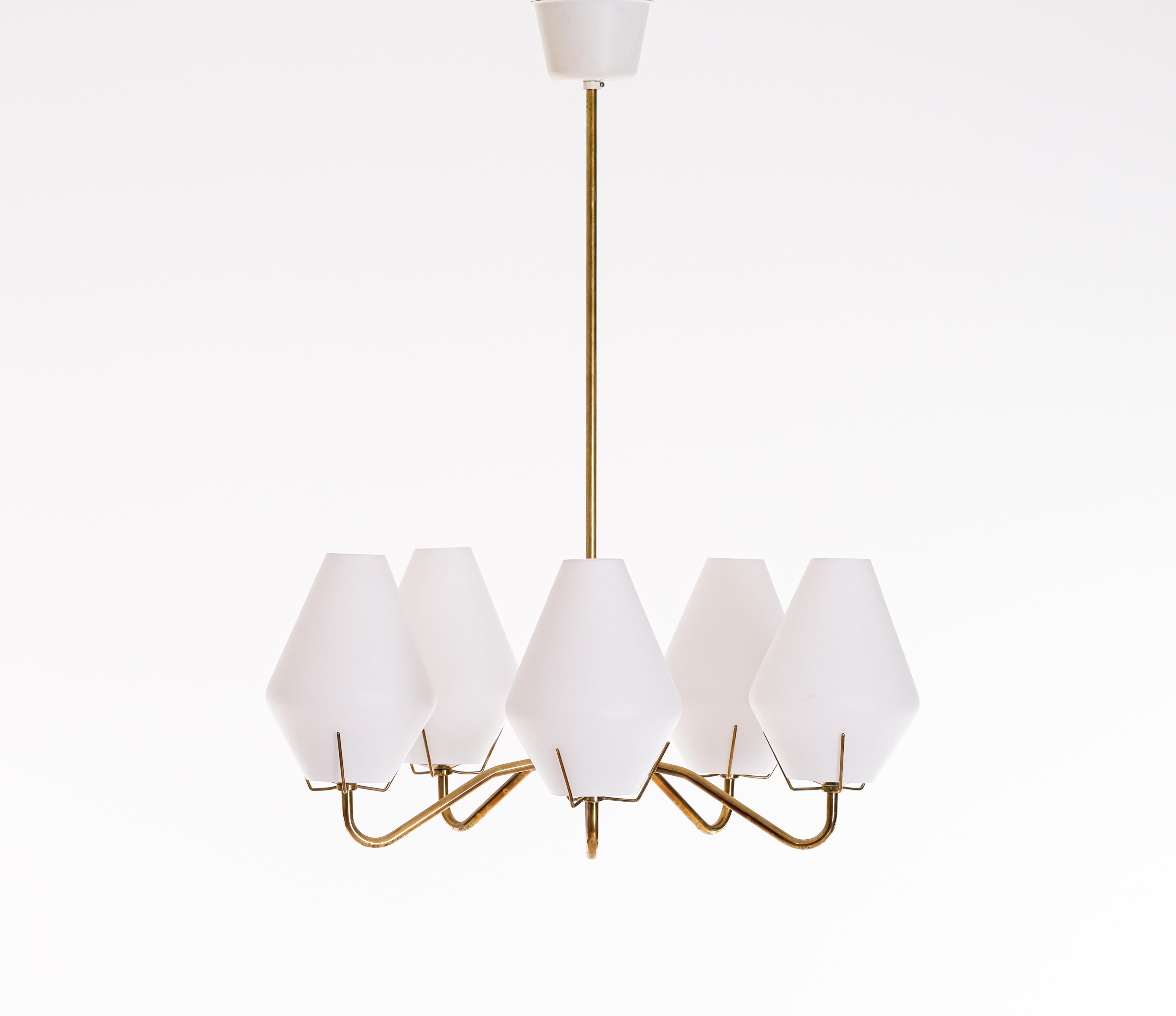 Swedish Set of 2 Brass Chandeliers by ASEA, Sweden, 1950s For Sale