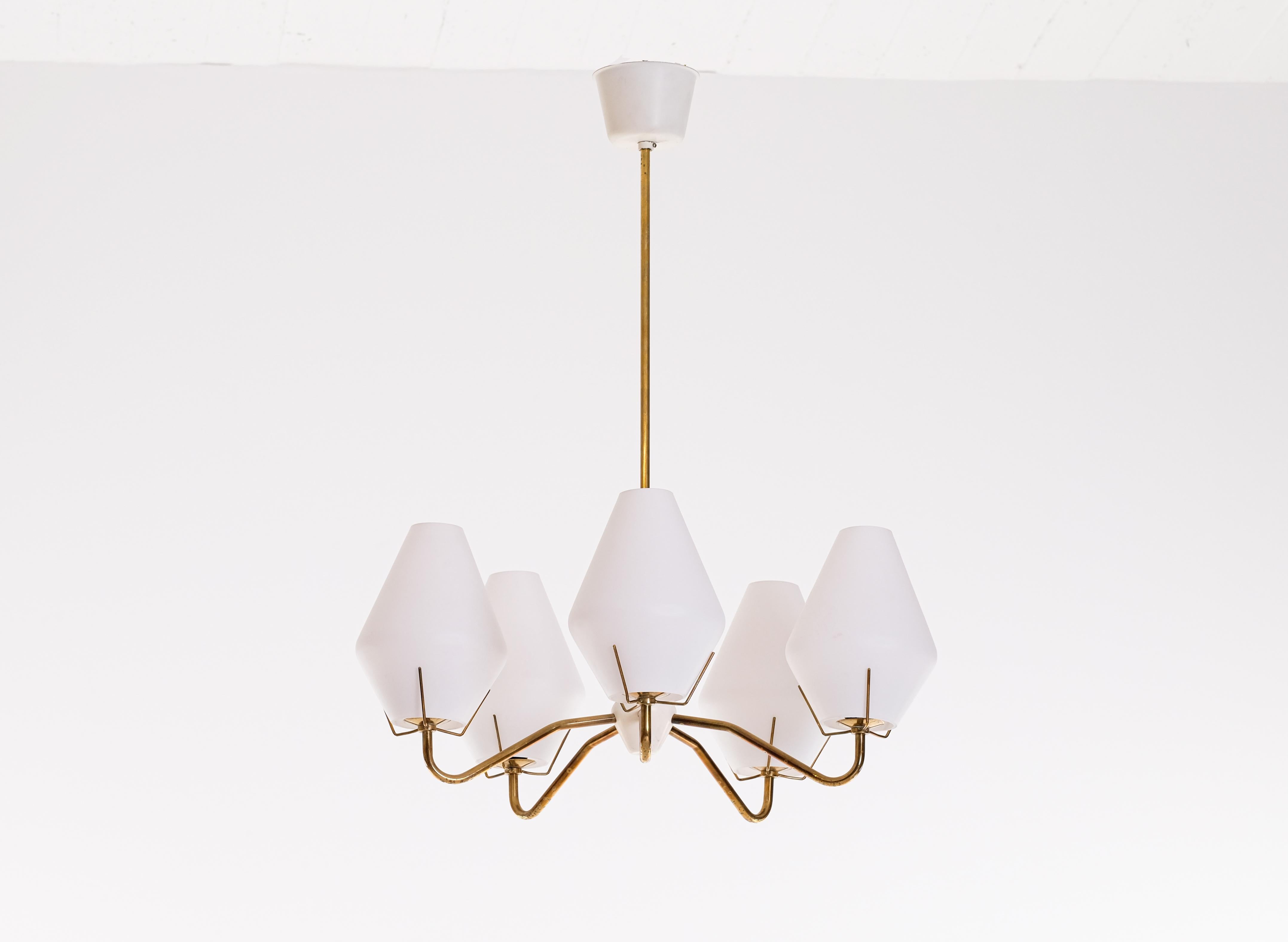 Set of 2 Brass Chandeliers by ASEA, Sweden, 1950s For Sale 3