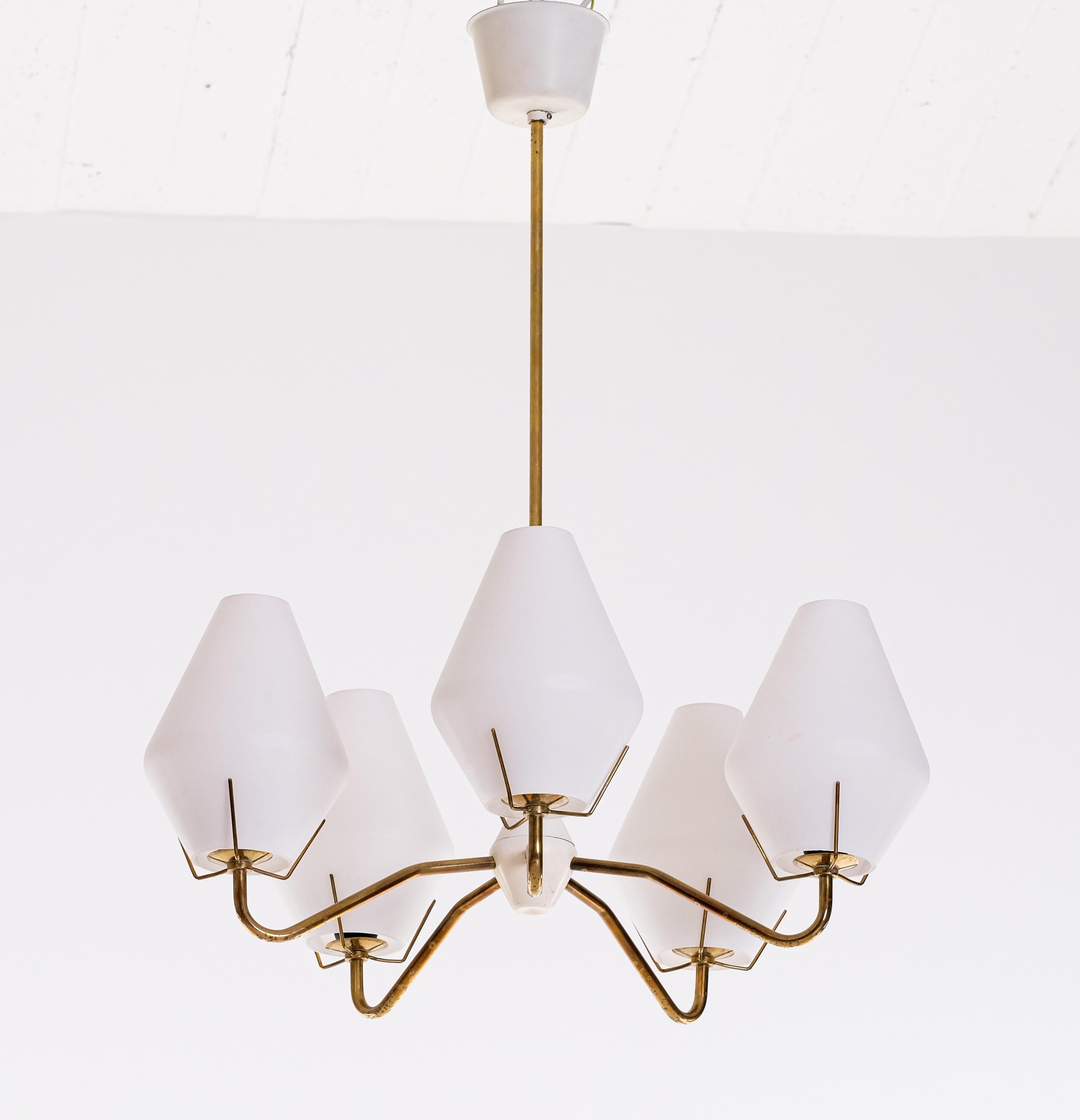 Set of 2 Brass Chandeliers by ASEA, Sweden, 1950s For Sale 4