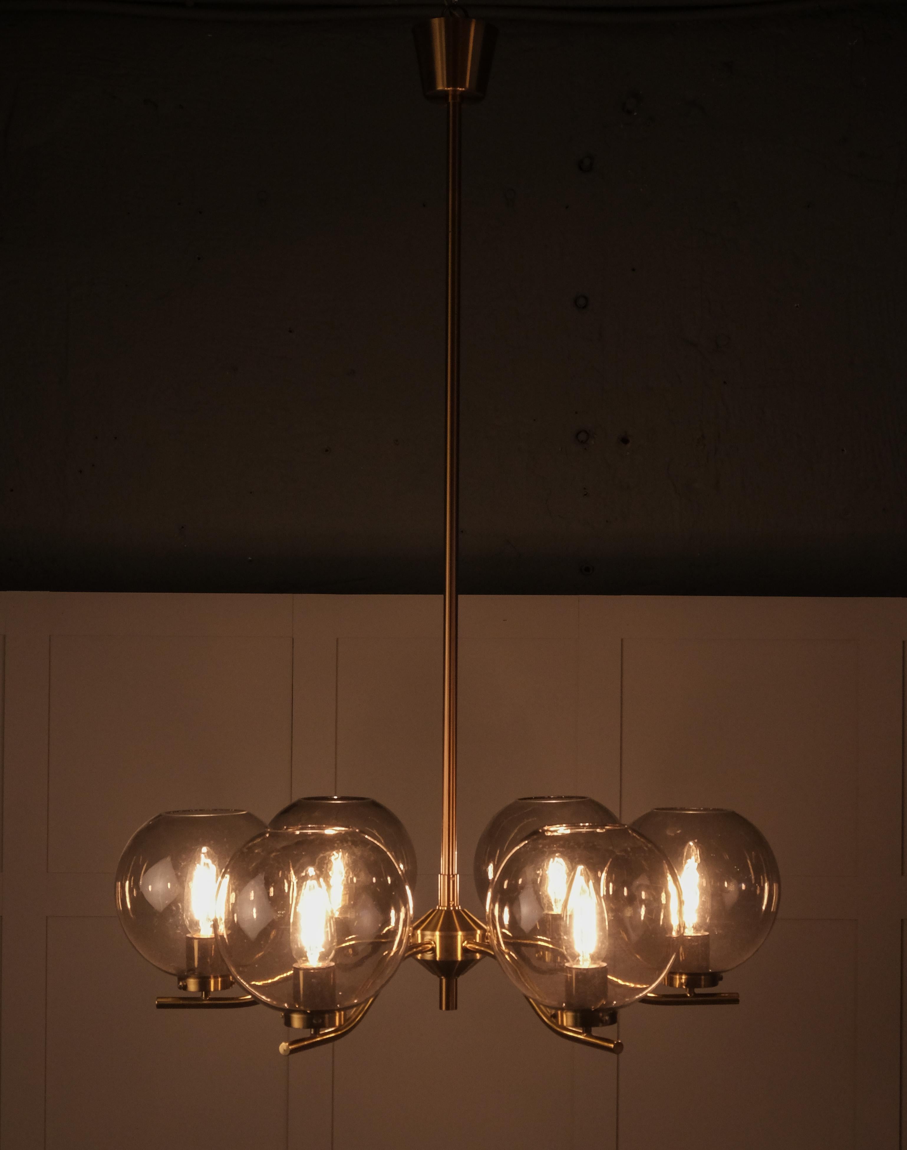 Late 20th Century Set of 2 Brass Chandeliers by Holger Johansson, Sweden, 1970s