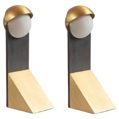 Set of 2 Brass Dance of Geometry Table Lamps by Square in Circle