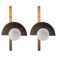 Set of 2 Brass Exhibition Wall Lights by Square in Circle