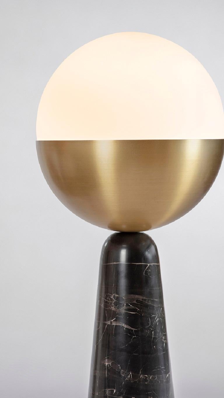 British Set of 2 Brass Globe Table Lamps by Square in Circle For Sale