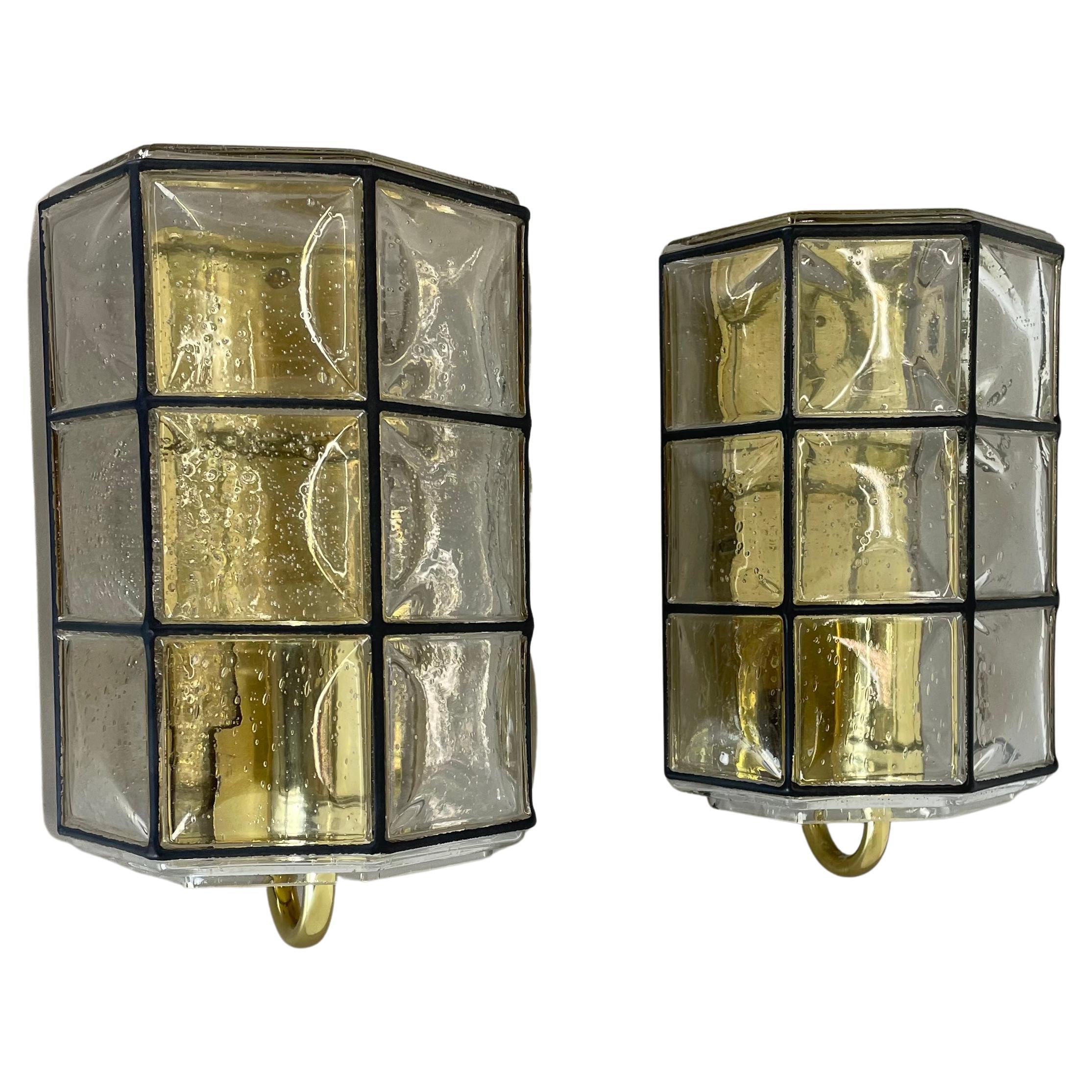 Set of 2 Brass "Iron Rings" Wall Light Made by Glashütte Limburg, Germany, 1970s For Sale