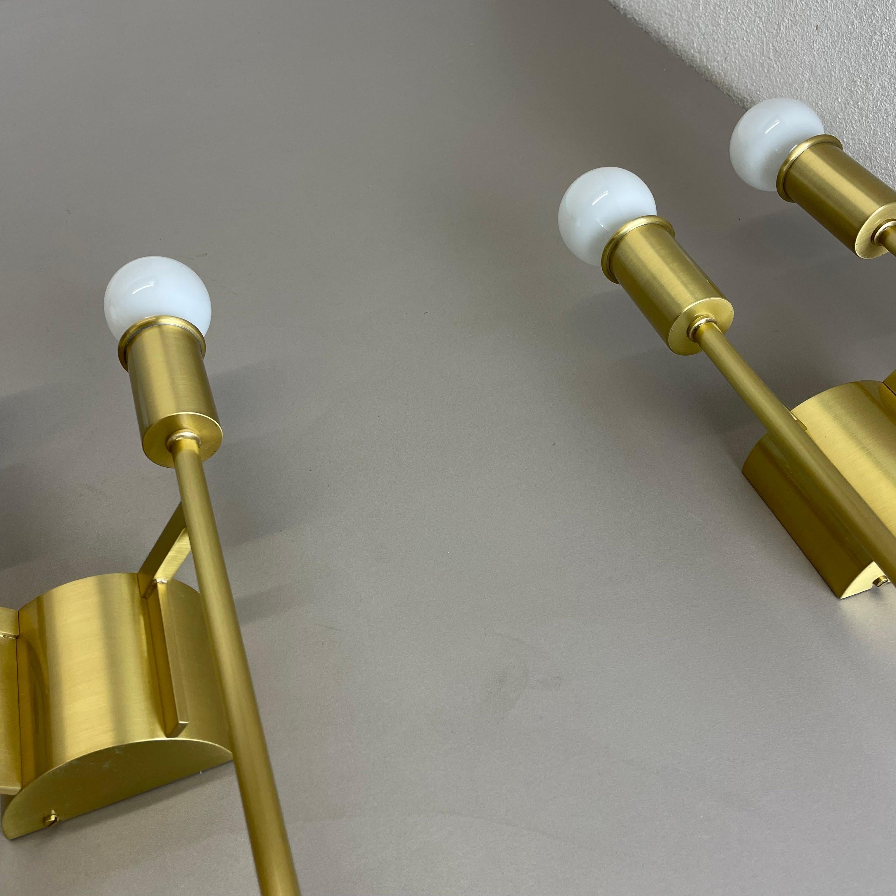 set of 2 Brass Italian Stilnovo Style Theatre Wall Light Sconces, Italy, 1950s For Sale 11