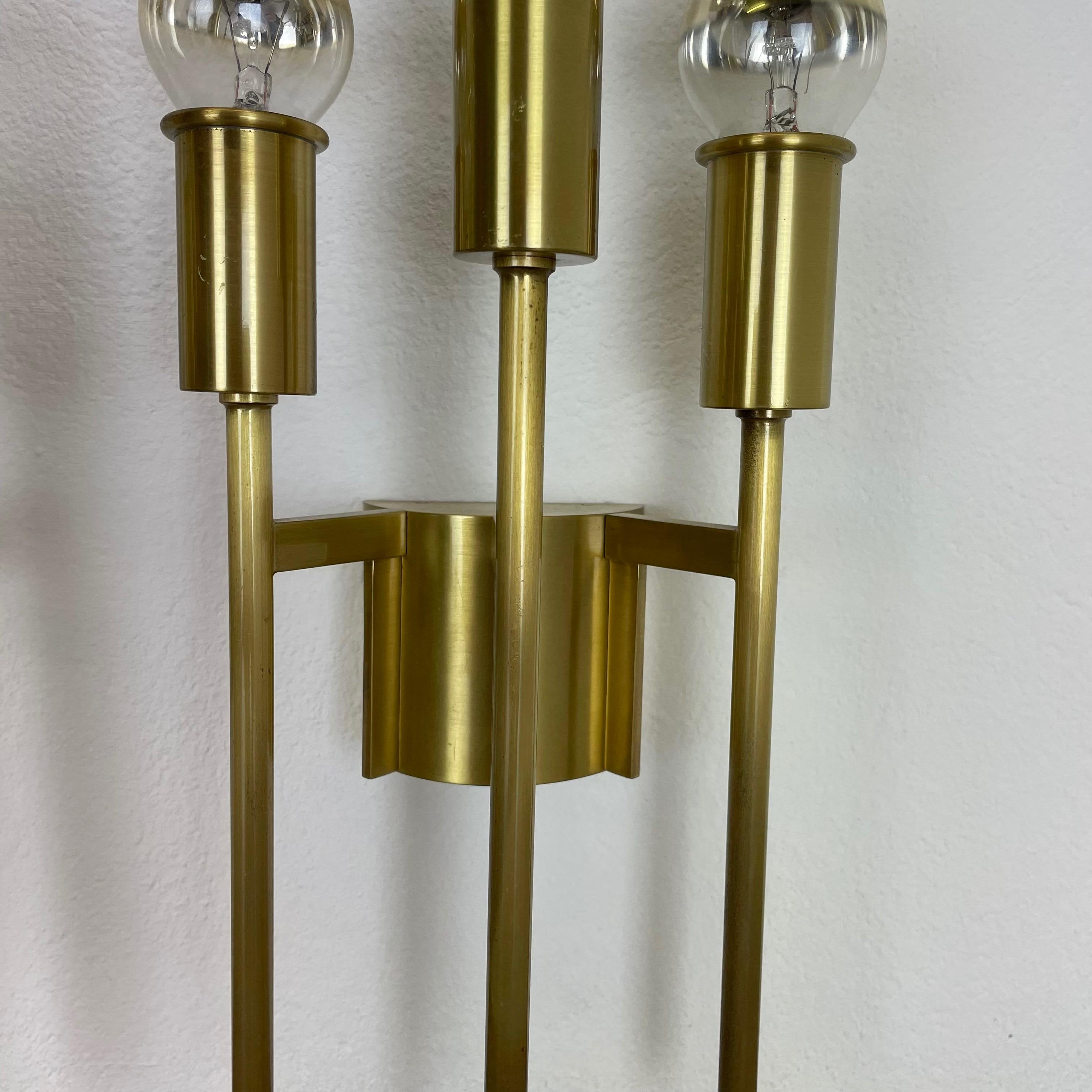 set of 2 Brass Italian Stilnovo Style Theatre Wall Light Sconces, Italy, 1970 For Sale 5