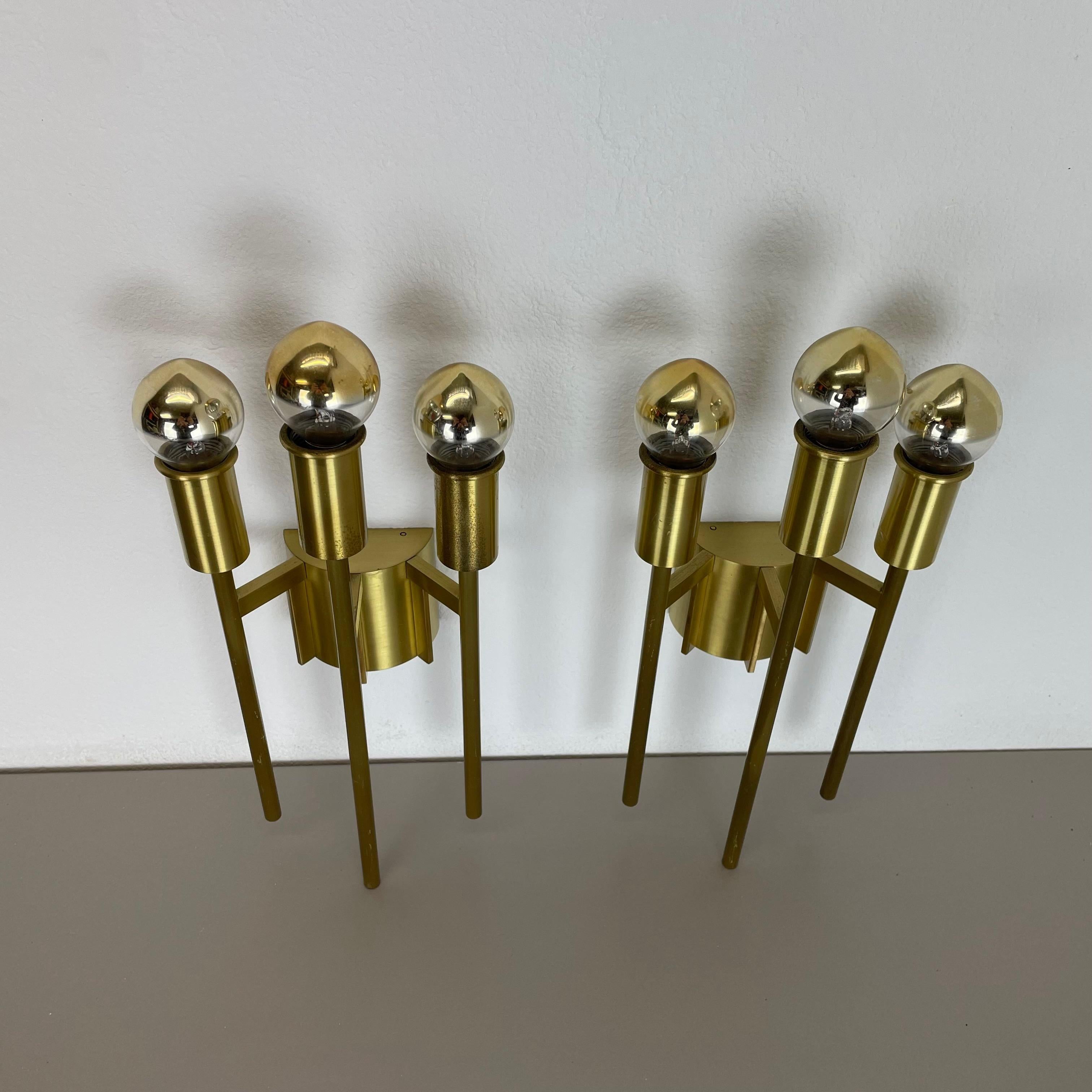 set of 2 Brass Italian Stilnovo Style Theatre Wall Light Sconces, Italy, 1970 For Sale 7