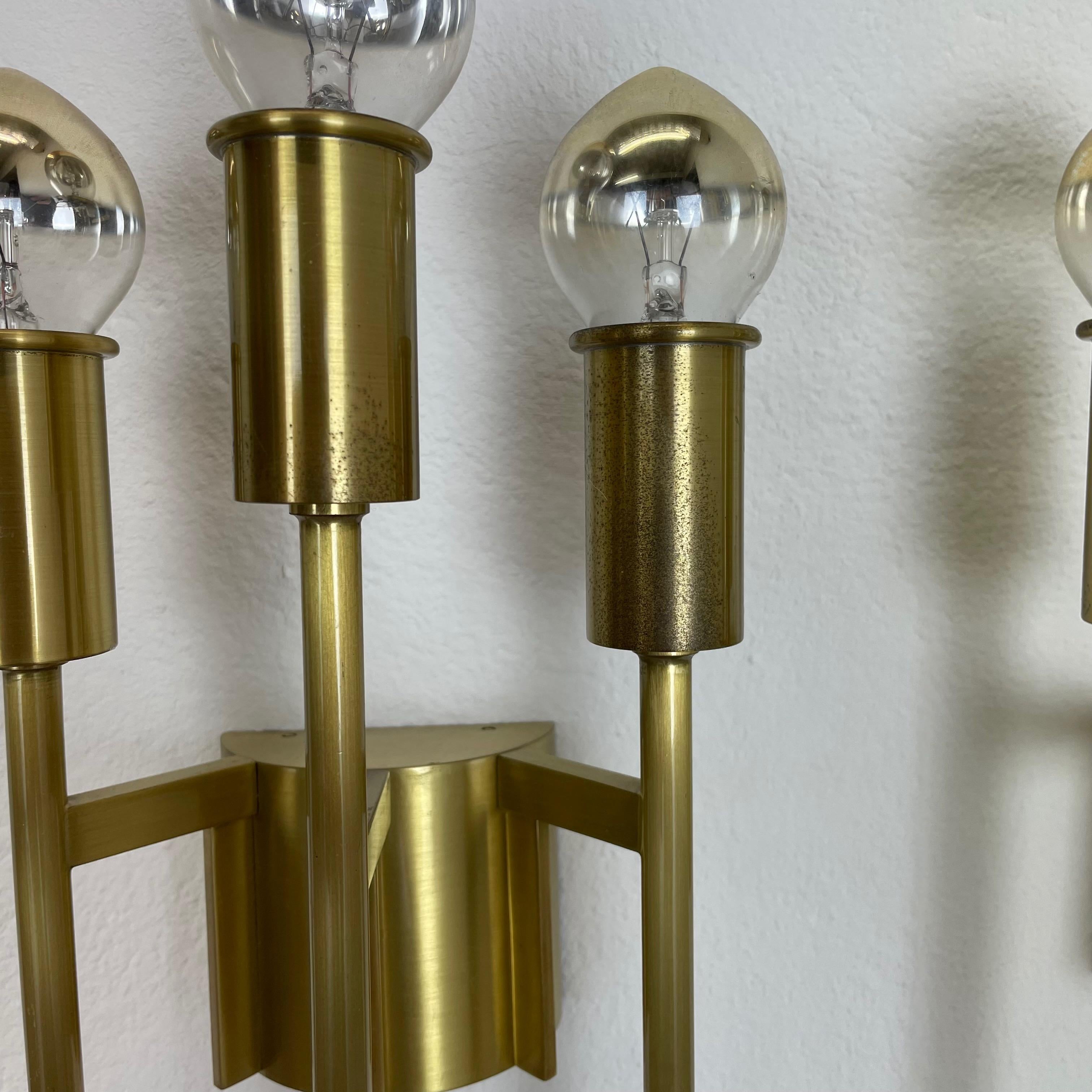 set of 2 Brass Italian Stilnovo Style Theatre Wall Light Sconces, Italy, 1970 For Sale 1