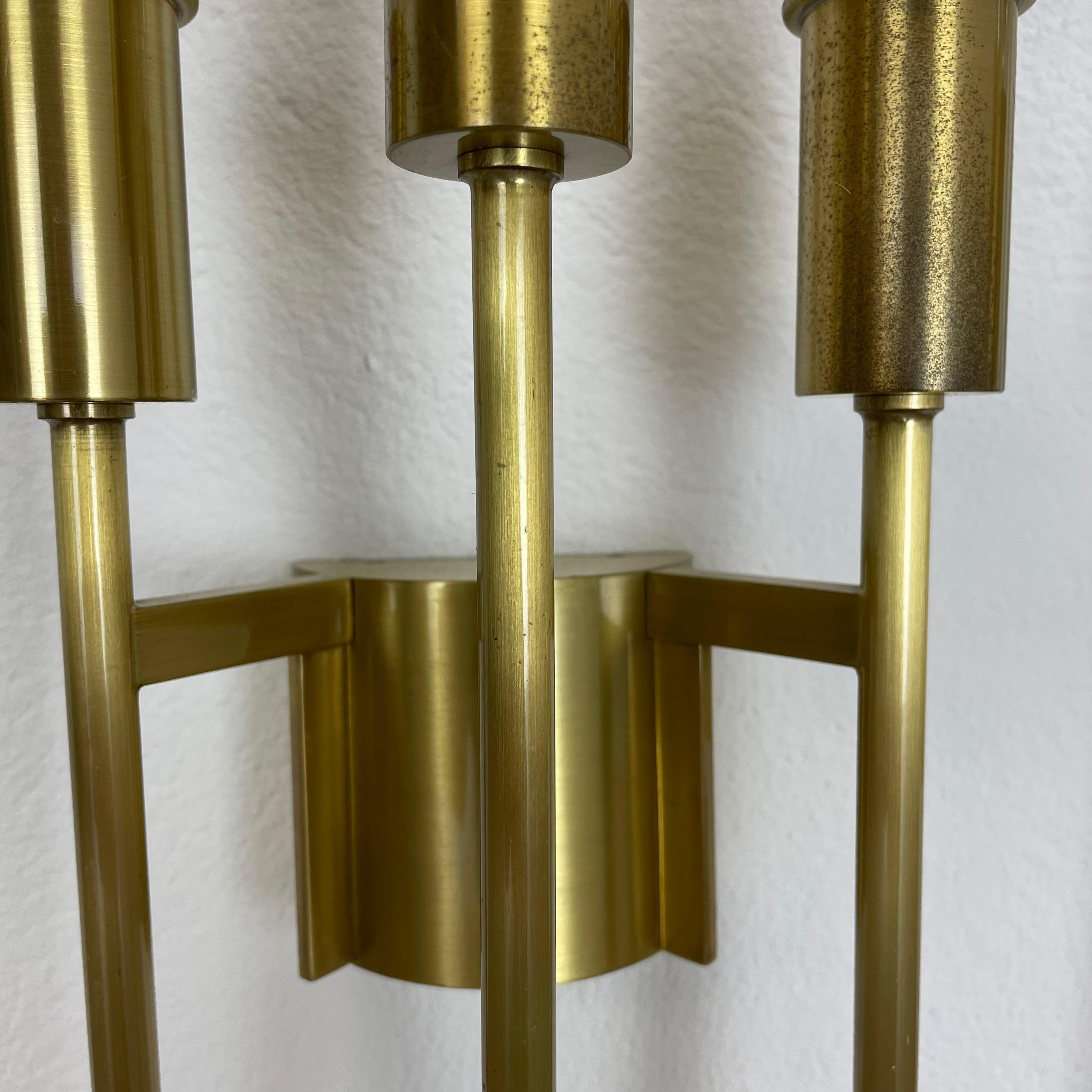 set of 2 Brass Italian Stilnovo Style Theatre Wall Light Sconces, Italy, 1970 For Sale 3