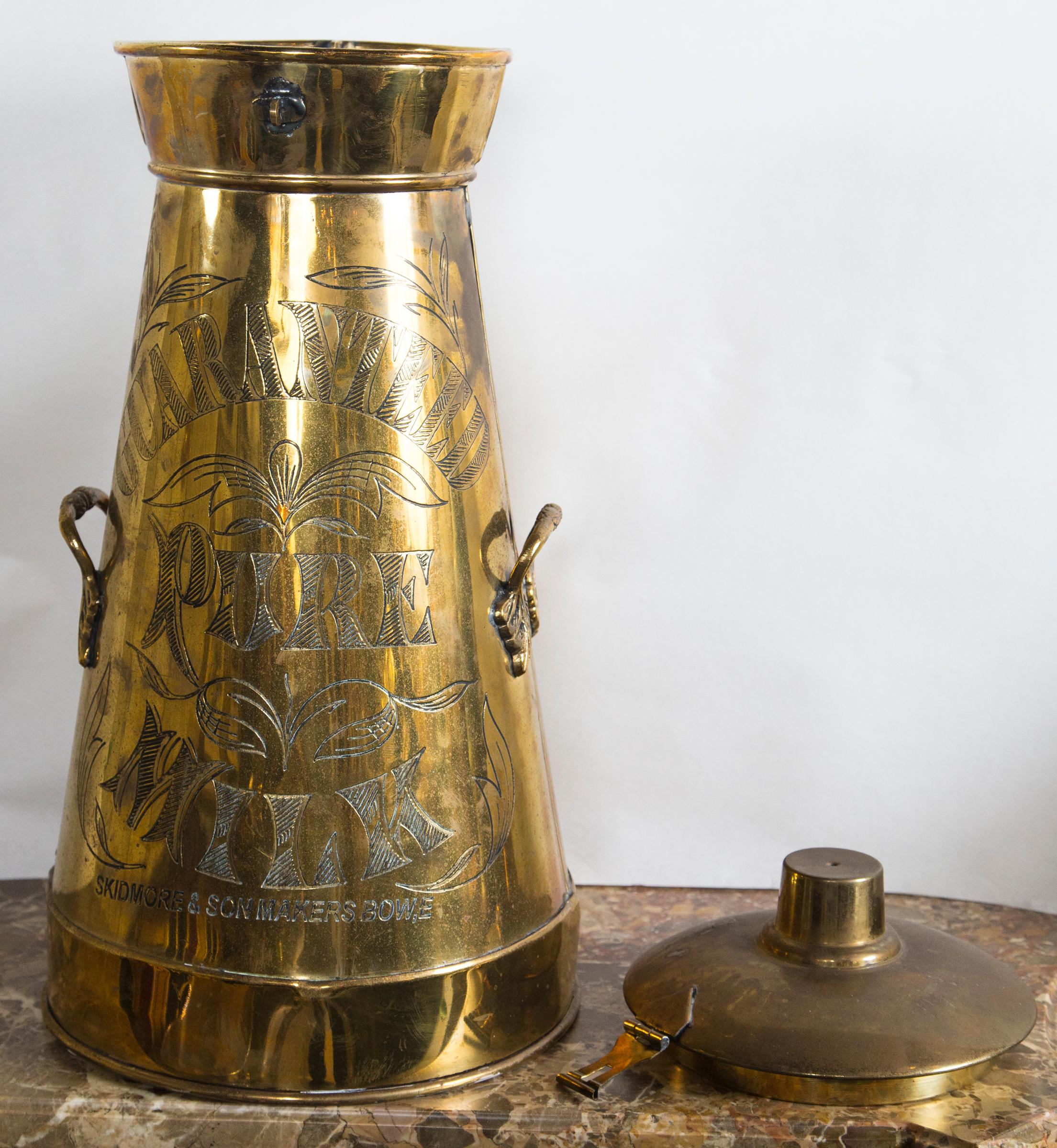 Set of 2 Brass Milk Containers For Sale 2