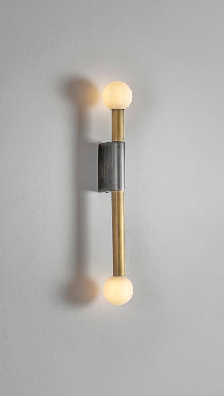 Modern Set of 2 Brass Pole and Circle Wall Lights by Square in Circle For Sale
