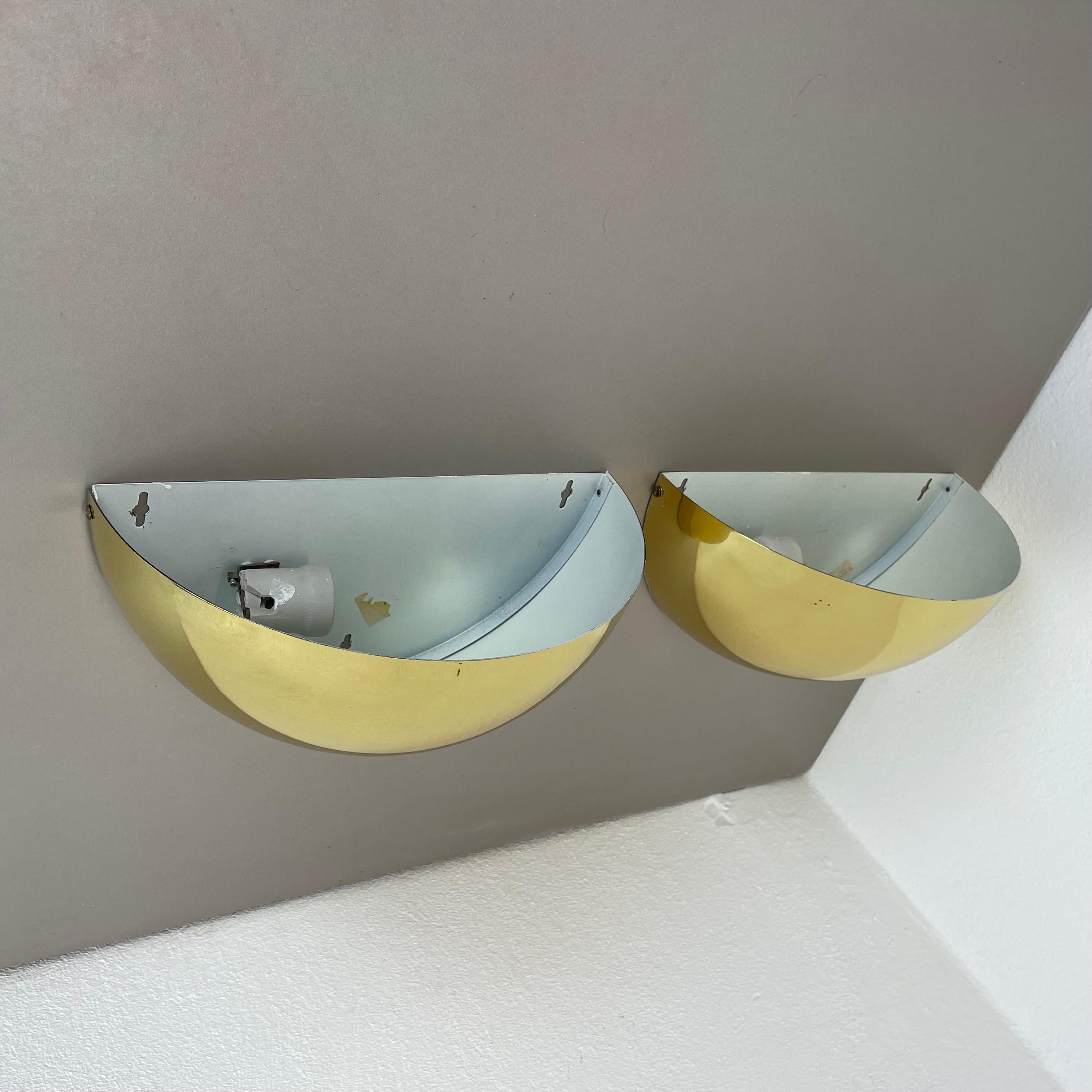 Tedesco Set di 2 applique in ottone in stile Sciolari Bankamp Leuchten, Germania, 1980 in vendita