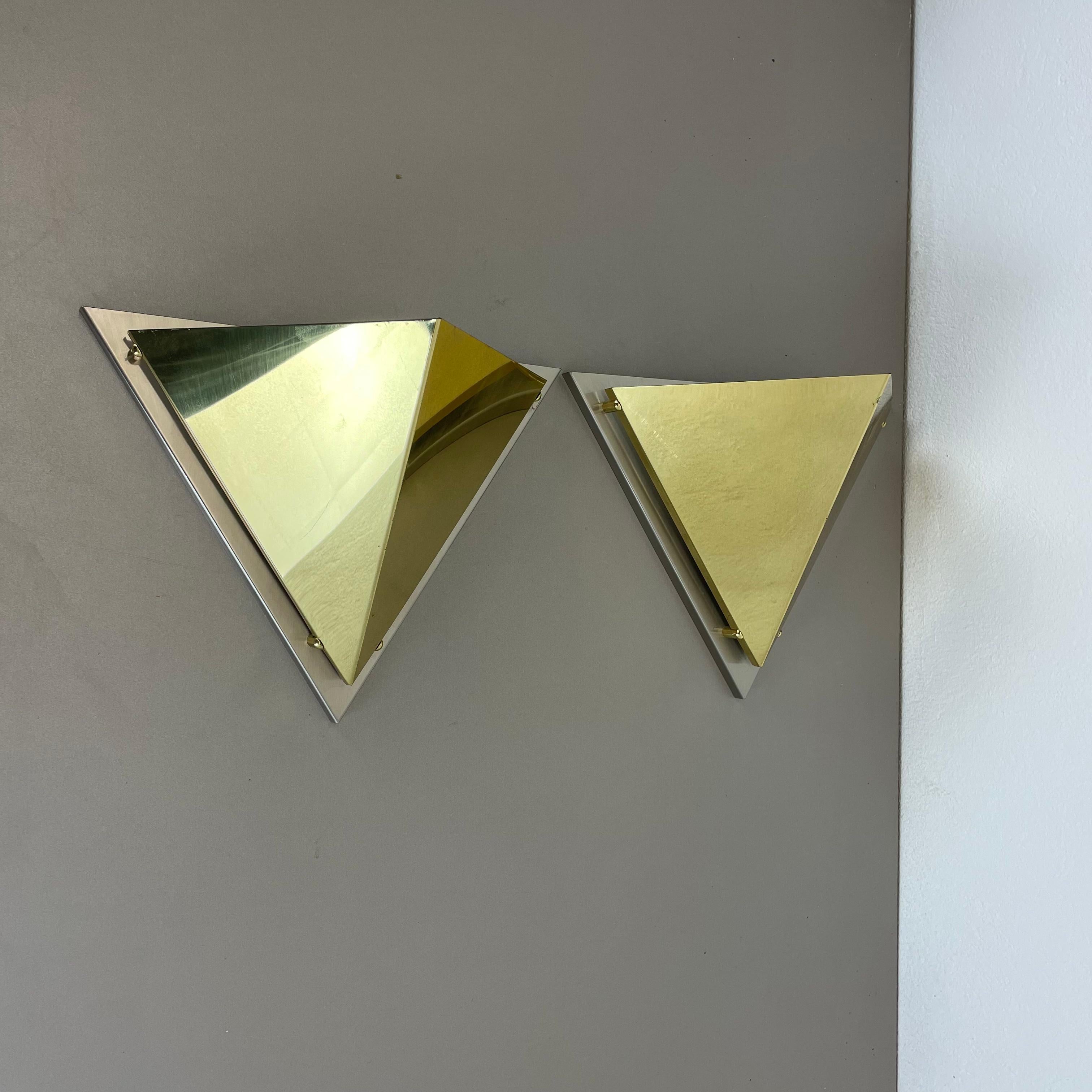 20th Century Set of 2 Brass Sciolari Style Wall Light Sconces Bankamp Leuchten, Germany, 1980 For Sale