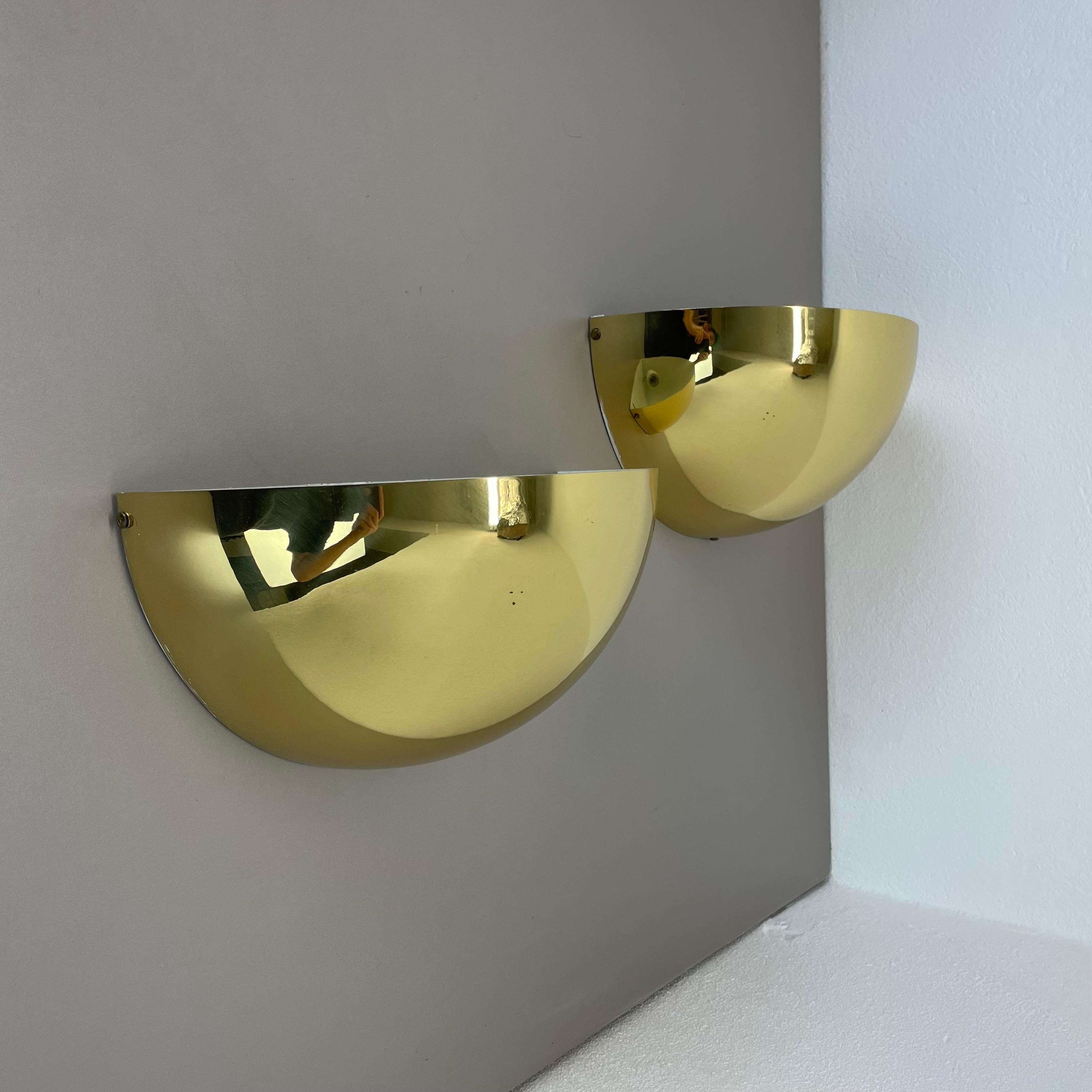 Metallo Set di 2 applique in ottone in stile Sciolari Bankamp Leuchten, Germania, 1980 in vendita