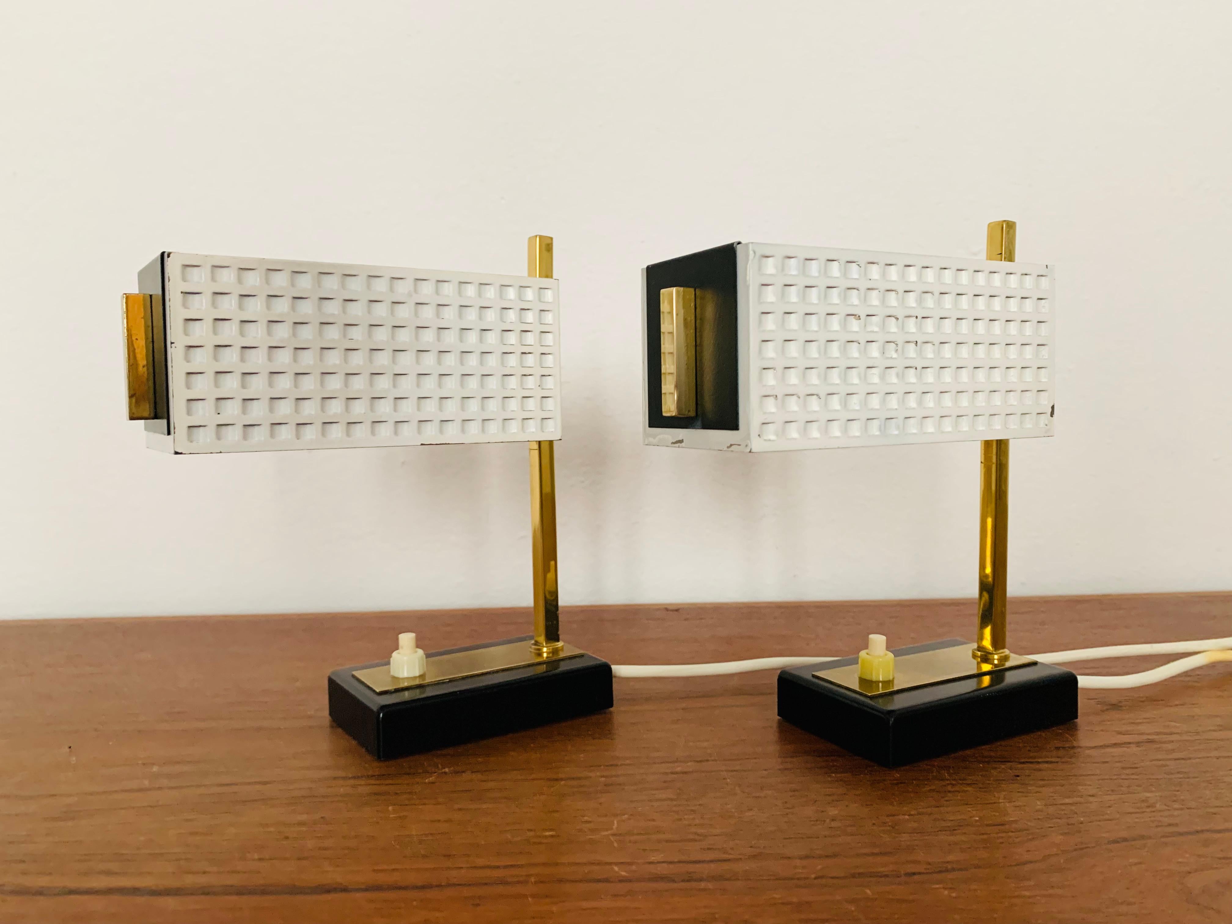 Mid-Century Modern Set of 2 Brass Table Lamps For Sale