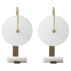 Set of 2 Brass Universe Table Lamps by Square in Circle