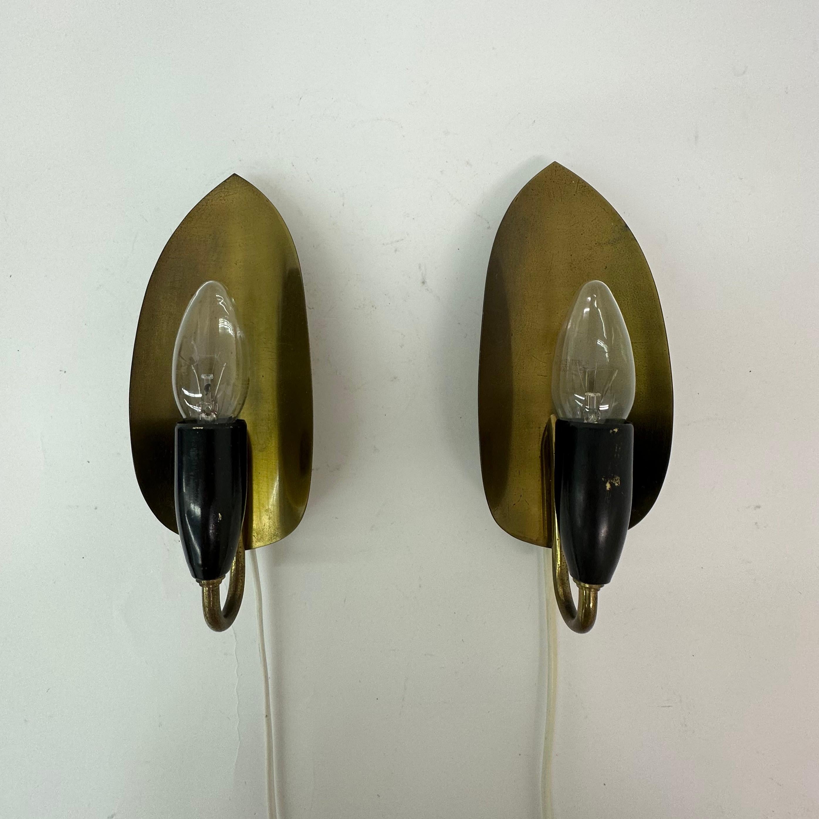 Set of 2 brass wall lamps , 1950’s For Sale 4