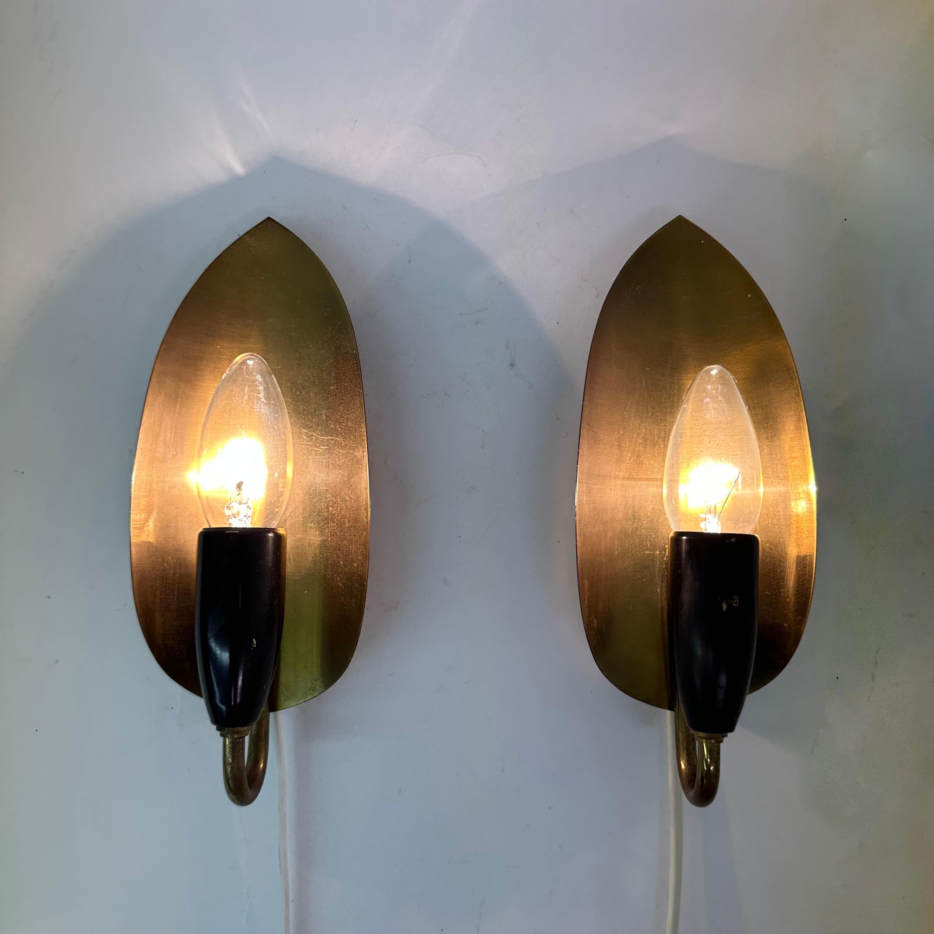 Set of 2 brass wall lamps , 1950’s For Sale 5