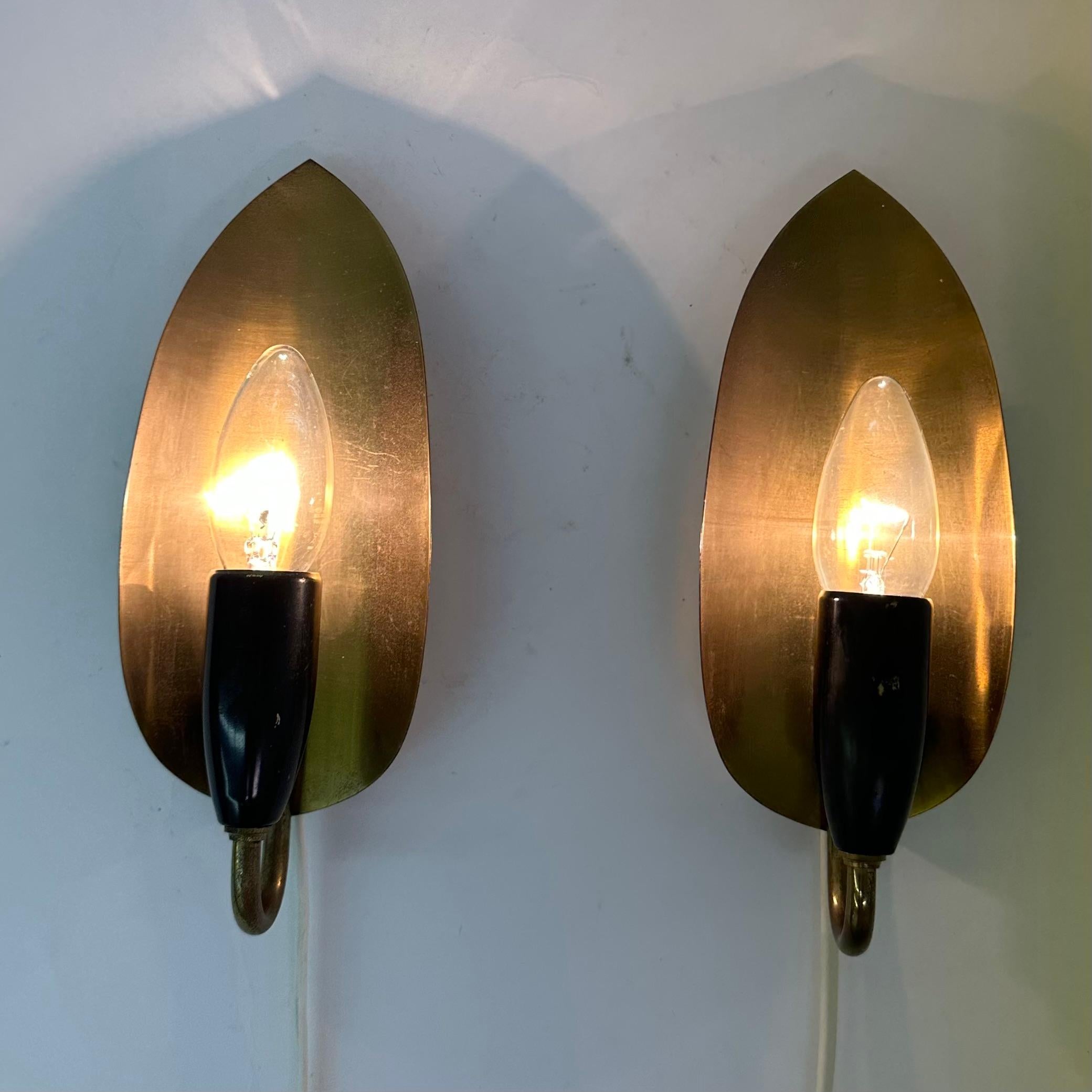 Set of 2 brass wall lamps , 1950’s For Sale 6