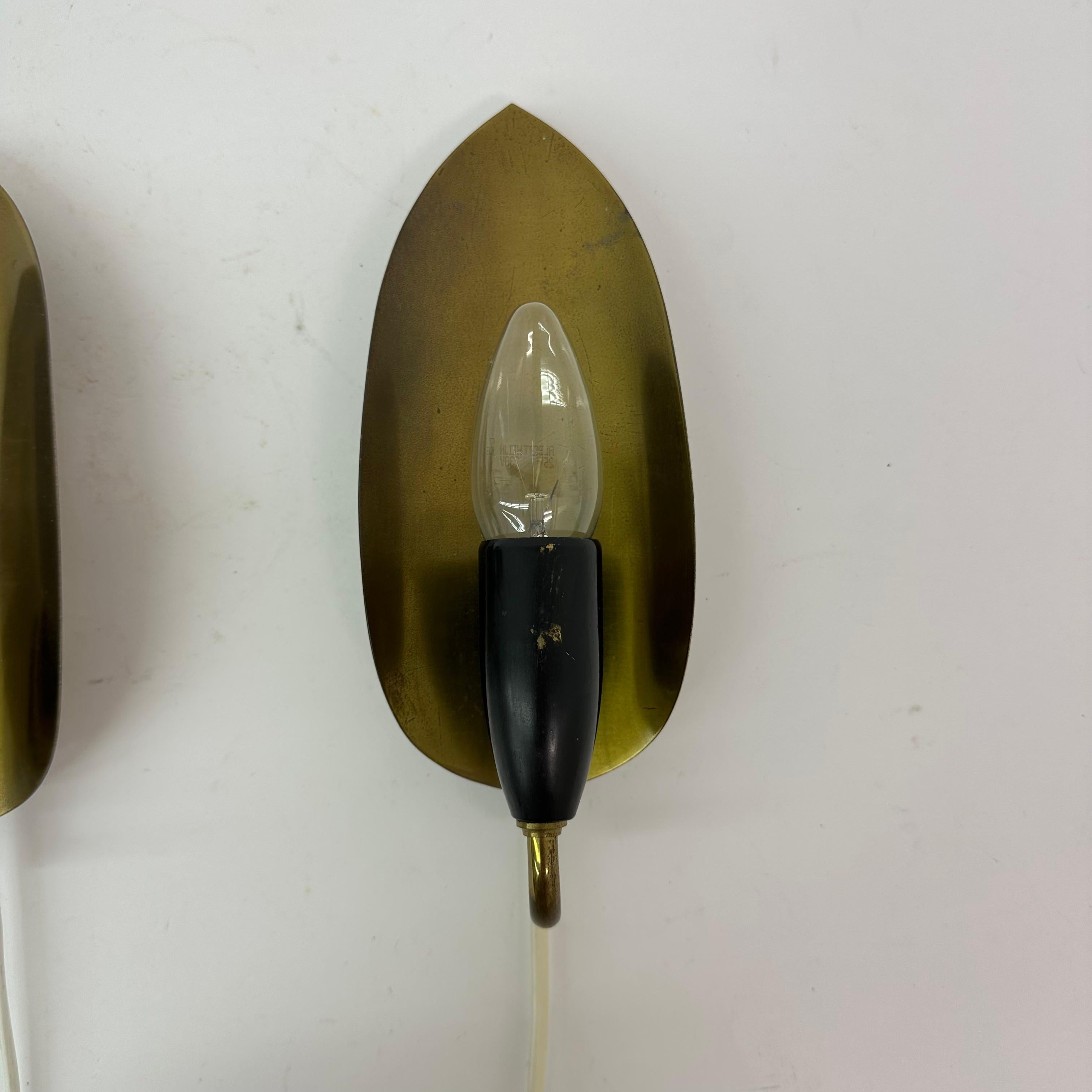 Set of 2 brass wall lamps , 1950’s For Sale 8