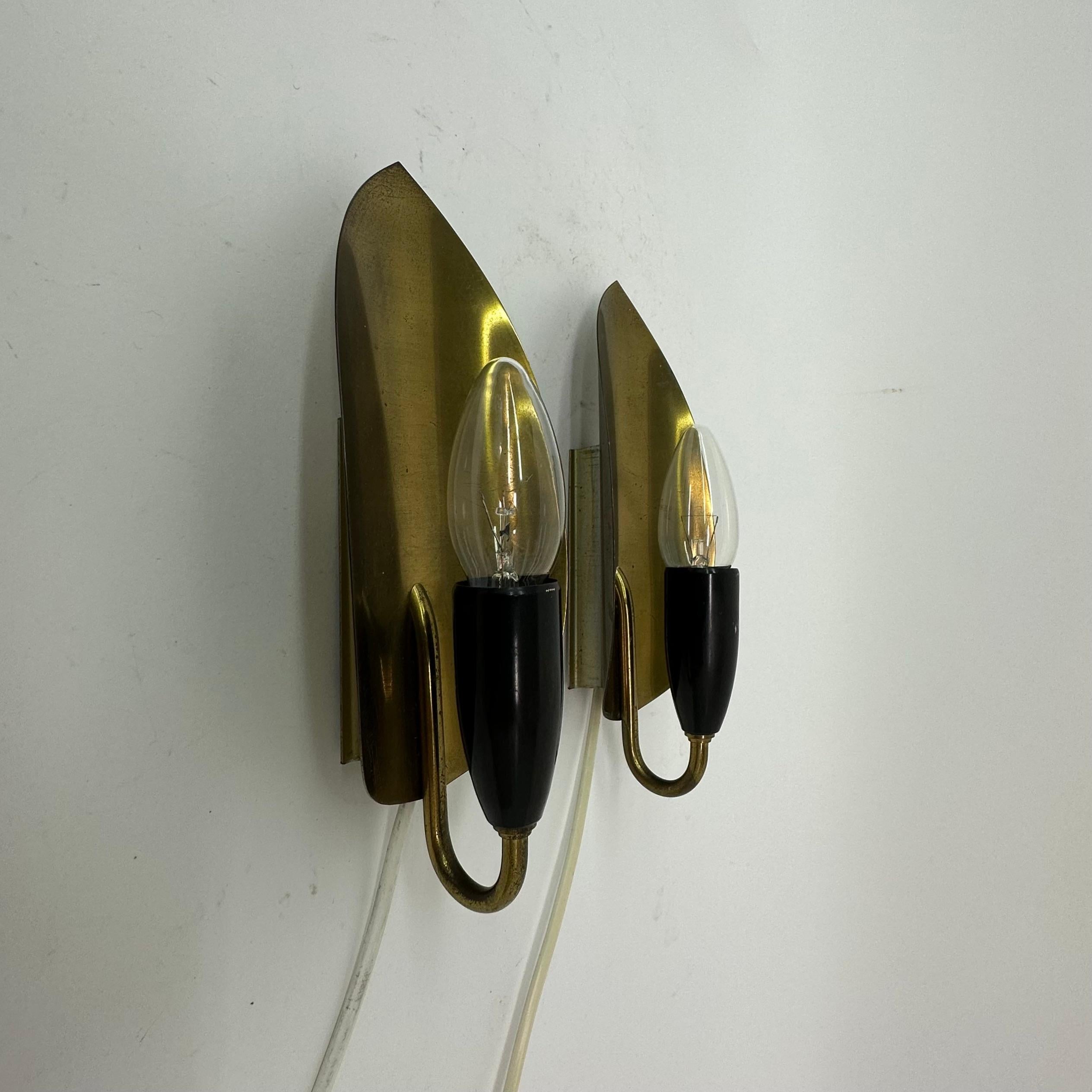 Set of 2 brass wall lamps , 1950’s For Sale 12