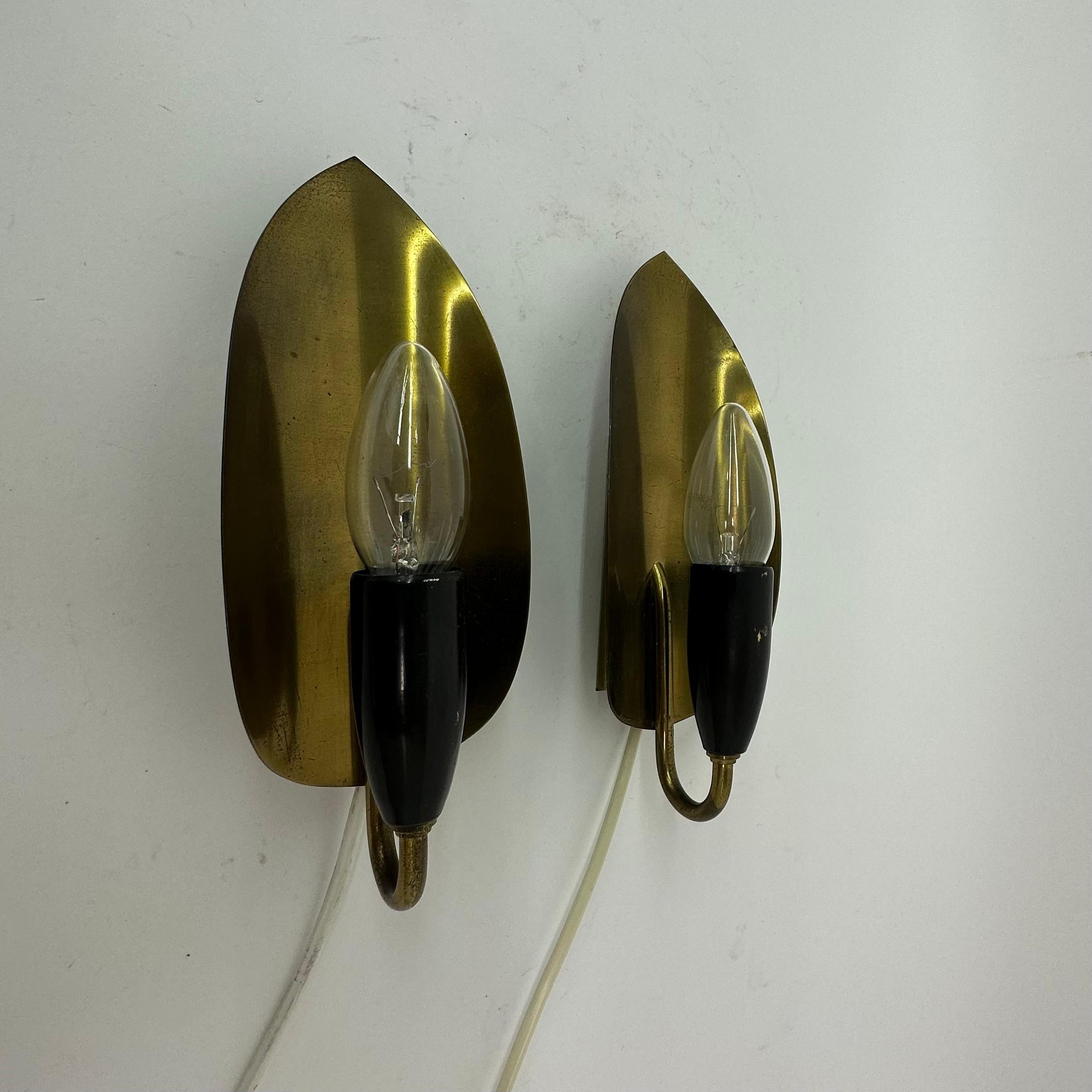 Set of 2 brass wall lamps , 1950’s For Sale 13